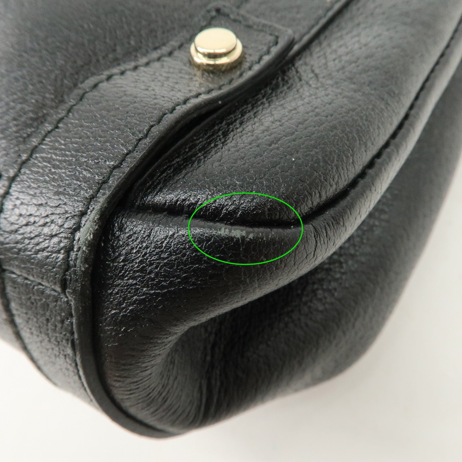 GUCCI Abbey Leather Tote Bag Hand Bag Black 130736 Used