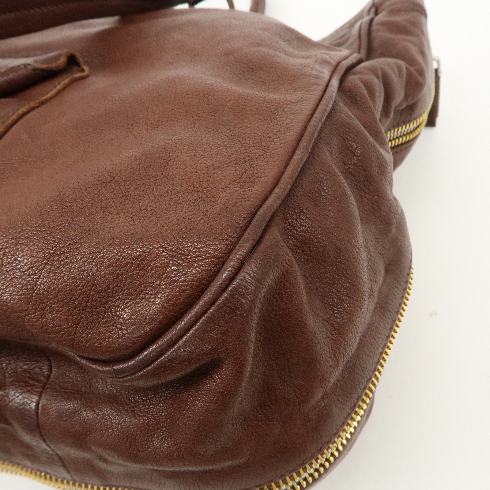 PRADA Leather 2Way Bag Shoulder Bag Crossbody Bag Brown