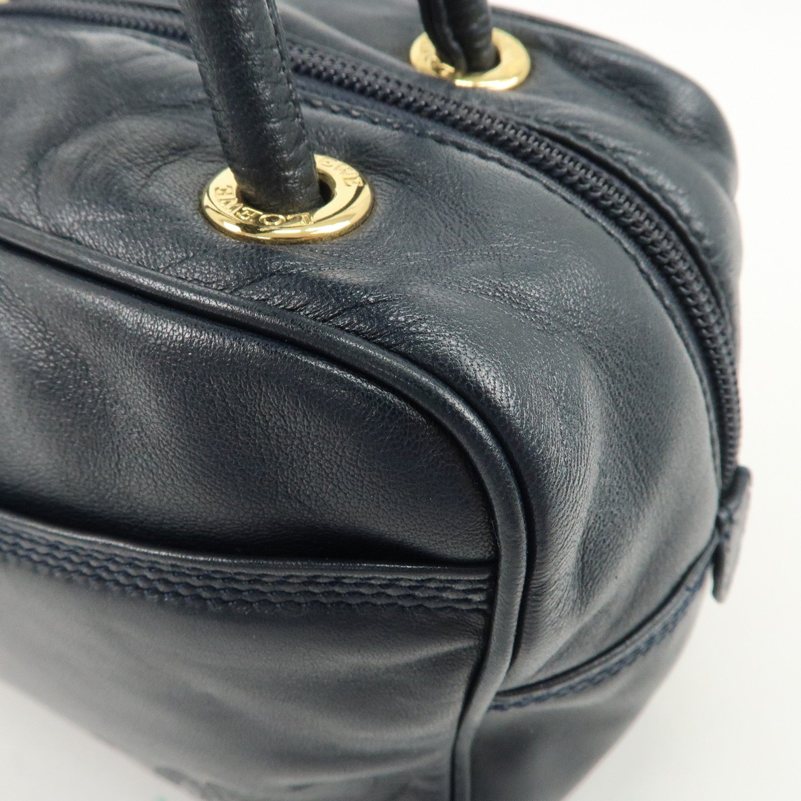 LOEWE Anagram Leather Mini Hand Bag Navy