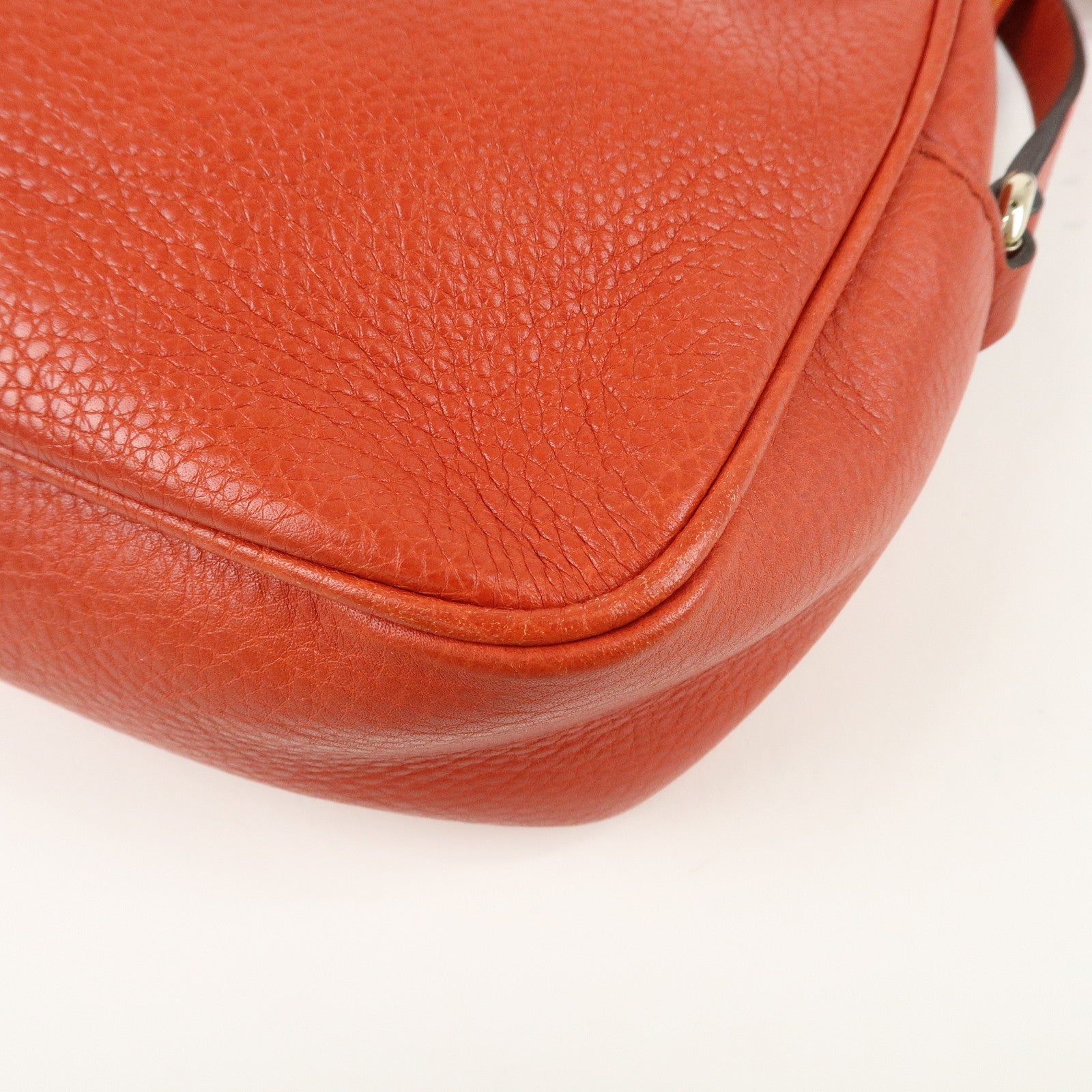 GUCCI SOHO Small Disco Leather Shoulder Bag Orange 308364 Used