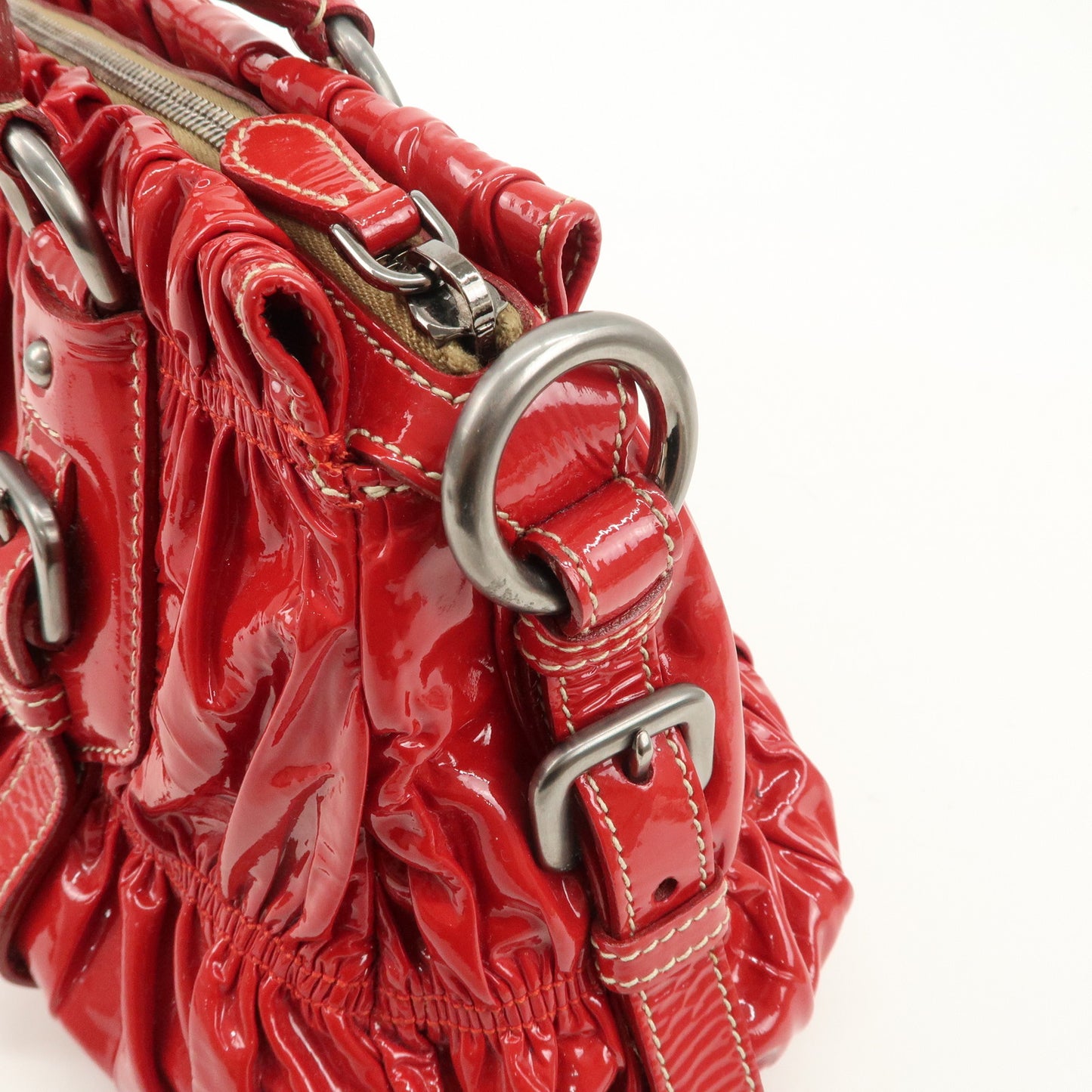 PRADA Patent Leather 2Way Bag Hand Bag Shoulder Bag Red