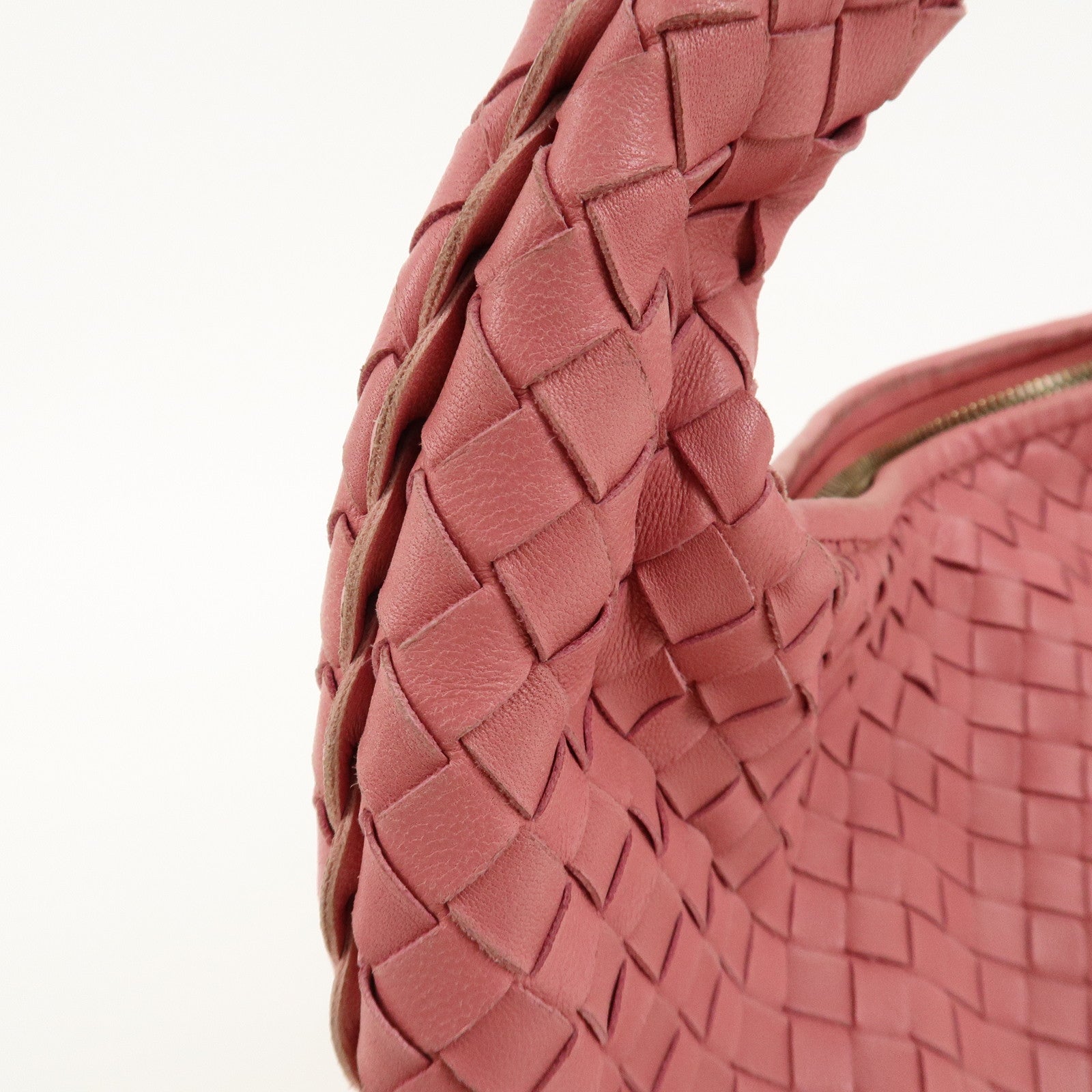 BOTTEGA VENETA Hobo Intrecciato Leather Shoulder Bag Pink 115653