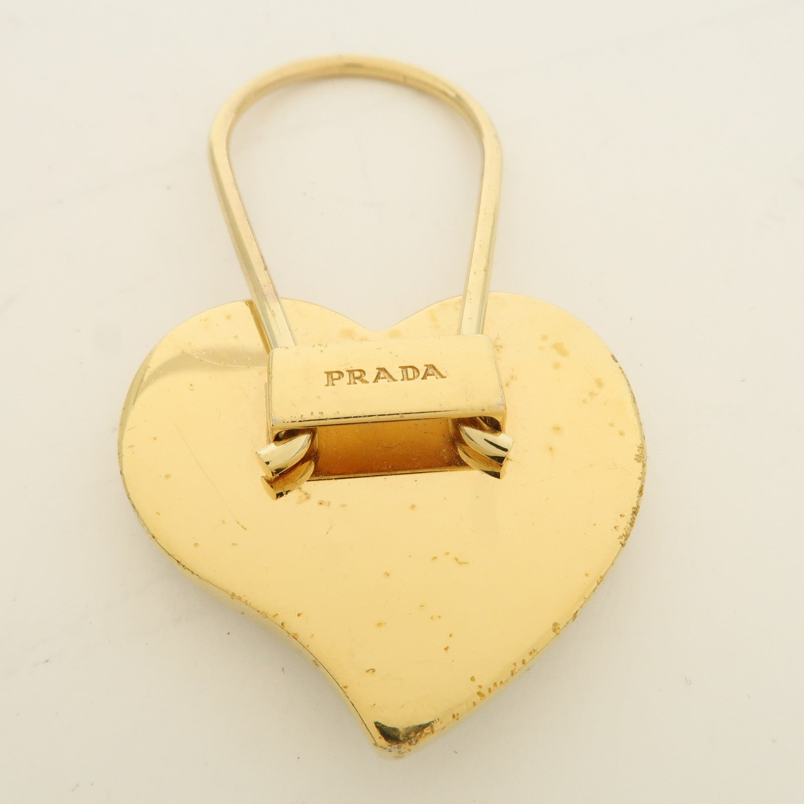 PRADA Set of 2 Metal Leather Key Chain Key Charm 1PP047 2AR237 Used