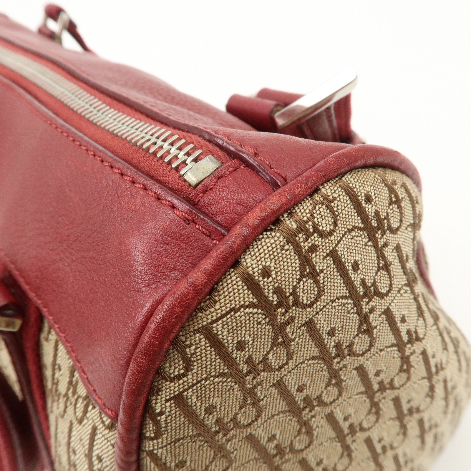 Christian Dior Street Chic Trotter Canvas  Leather Boston Bag Used