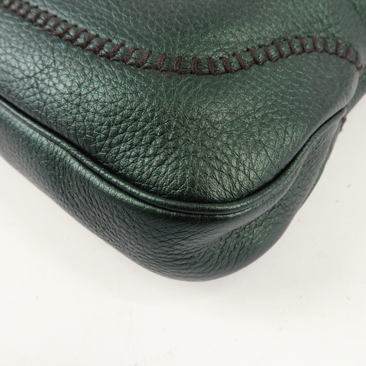 GUCCI New Jackie Bamboo Leather 2Way Shoulder Bag Green 219725Used F/S