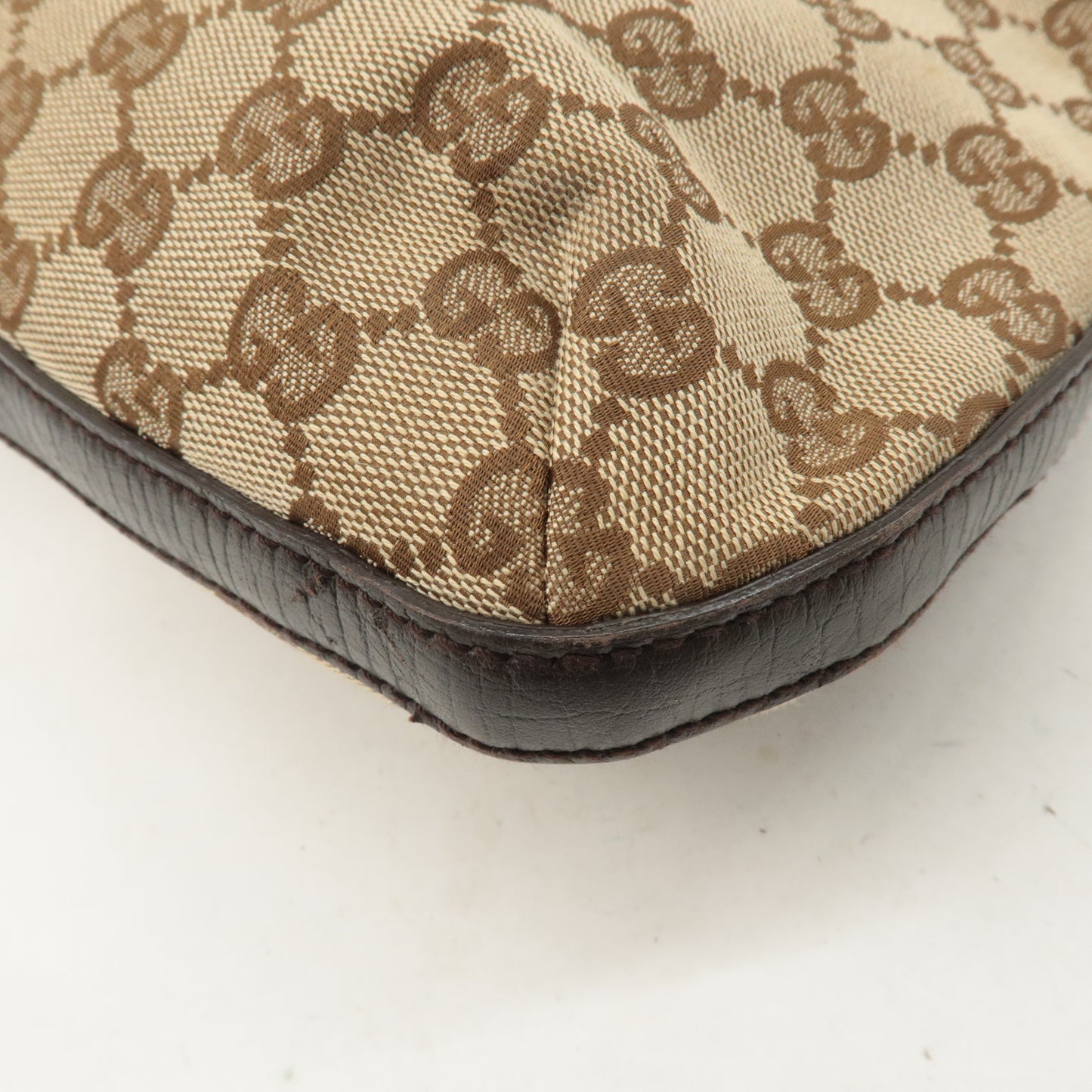 GUCCI Sherry Horsebit GG Canvas Leather Shoulder Bag 137388
