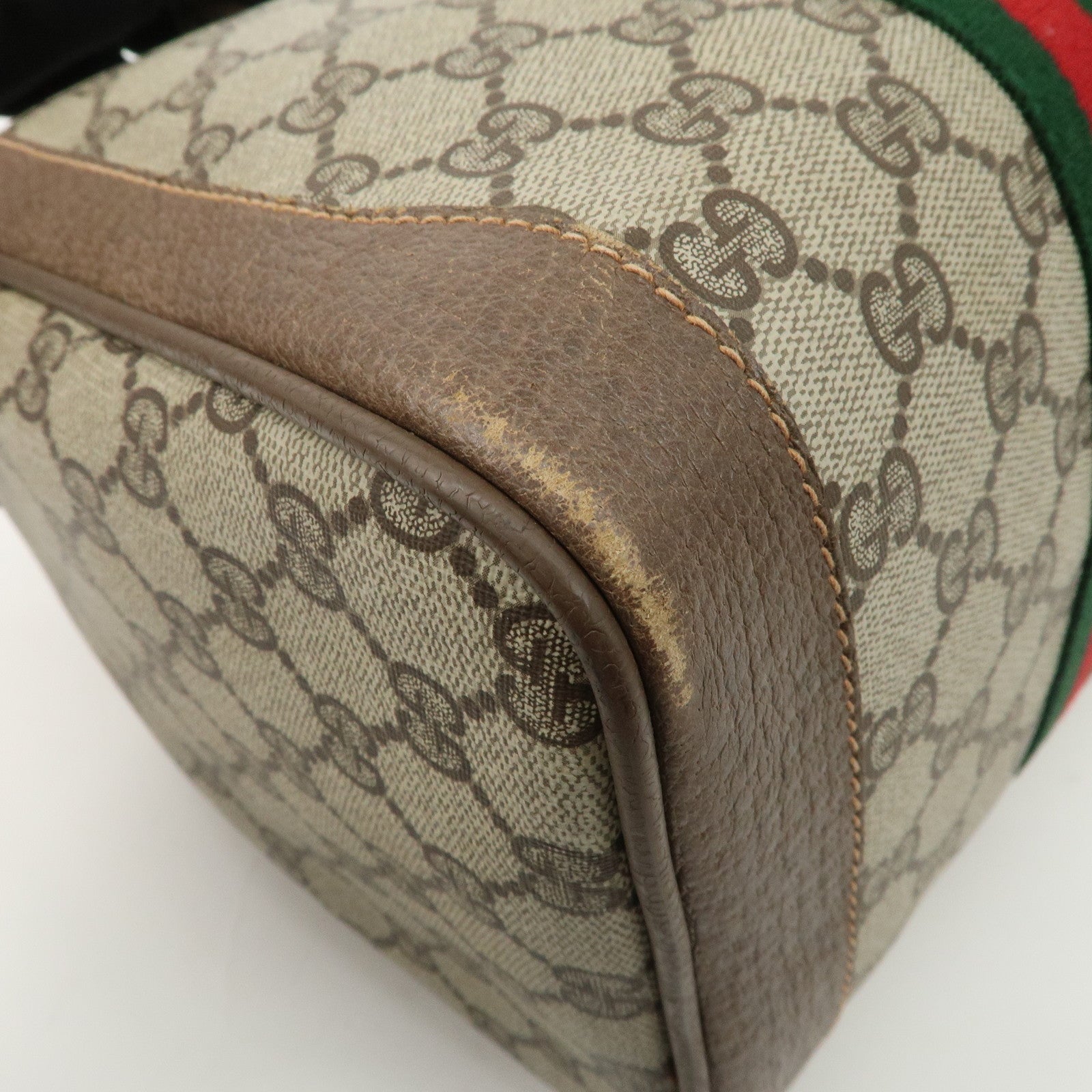 GUCCI Old Gucci Sherry GG Plus Leather Boston Bag 002.98.8