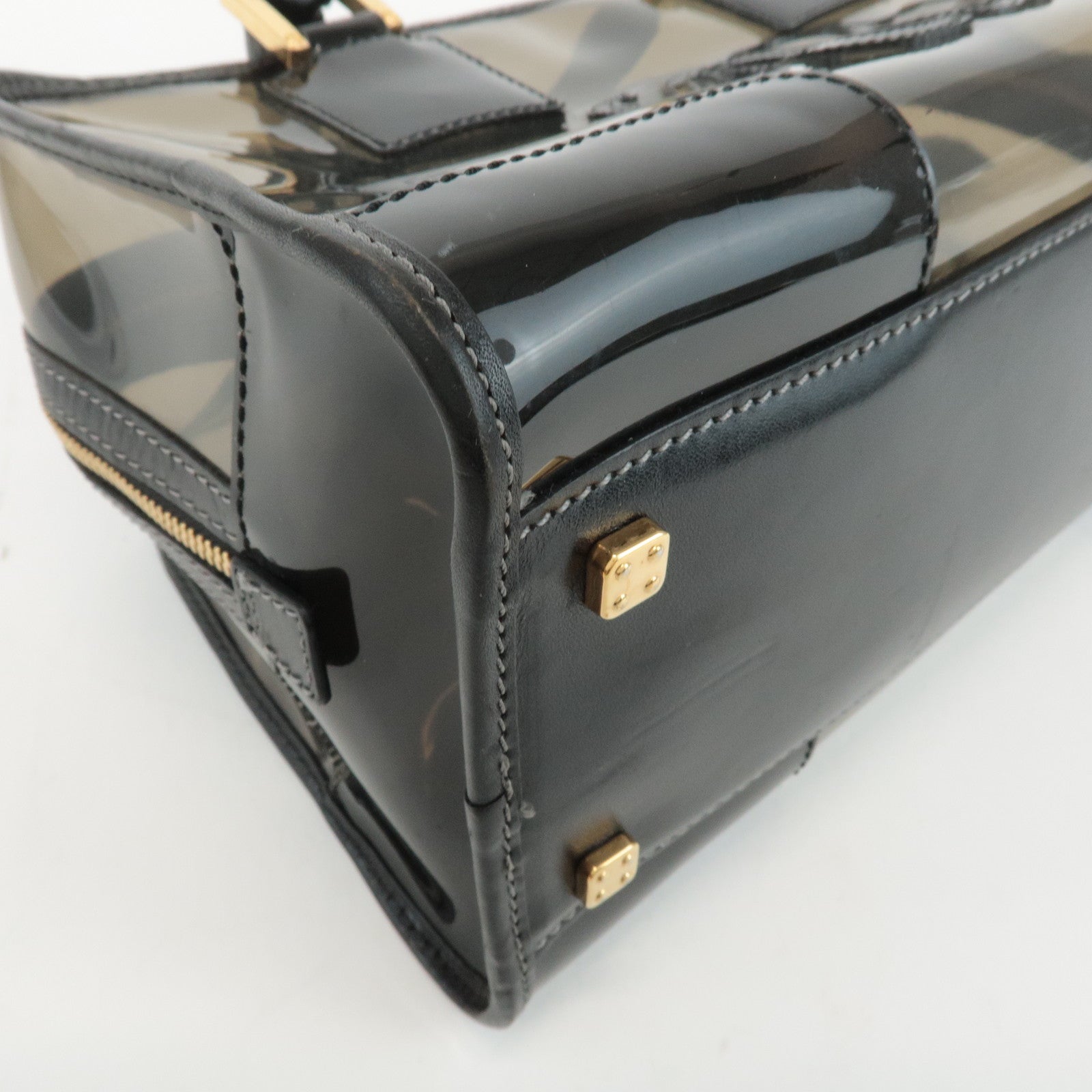 LOEWE Anagram Vinyl Leather Amazona 28 Clear Black Hand Bag