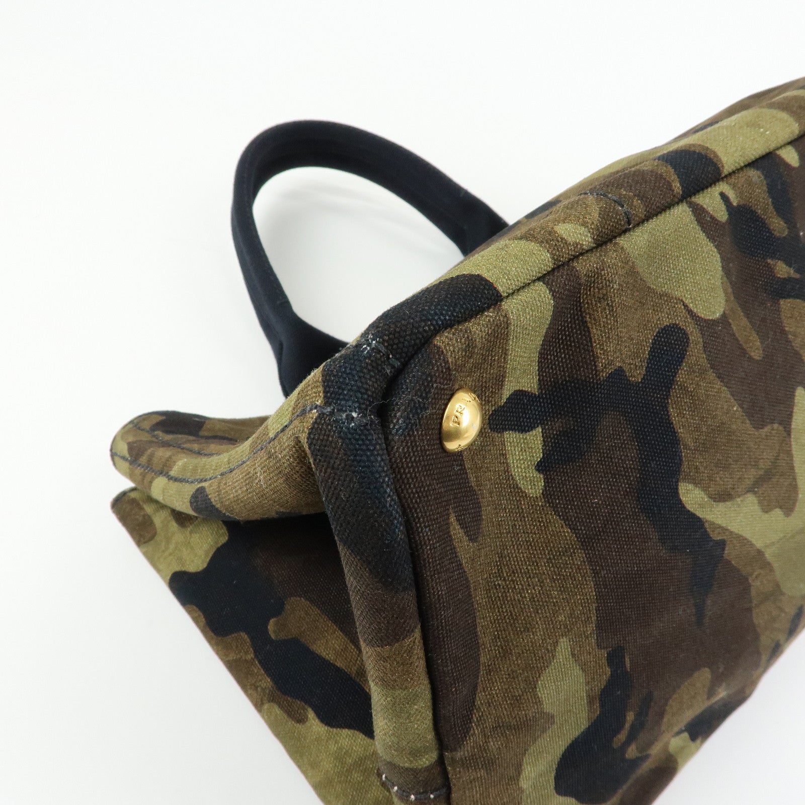 PRADA Triangle Logo Canapa Large Canvas Tote Bag Camouflage B1872B
