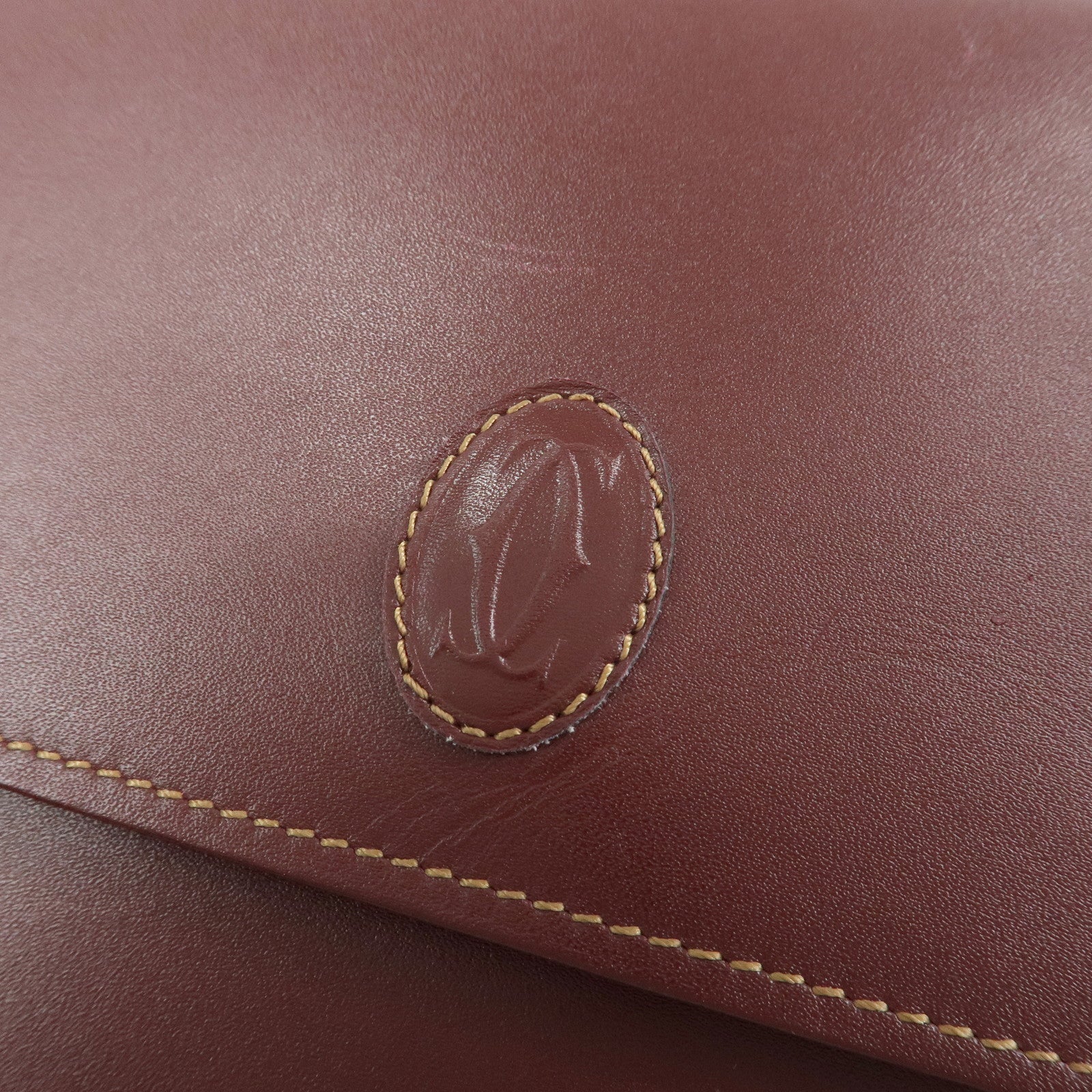 Cartier Logo Leather Clutch Bag Bordeaux