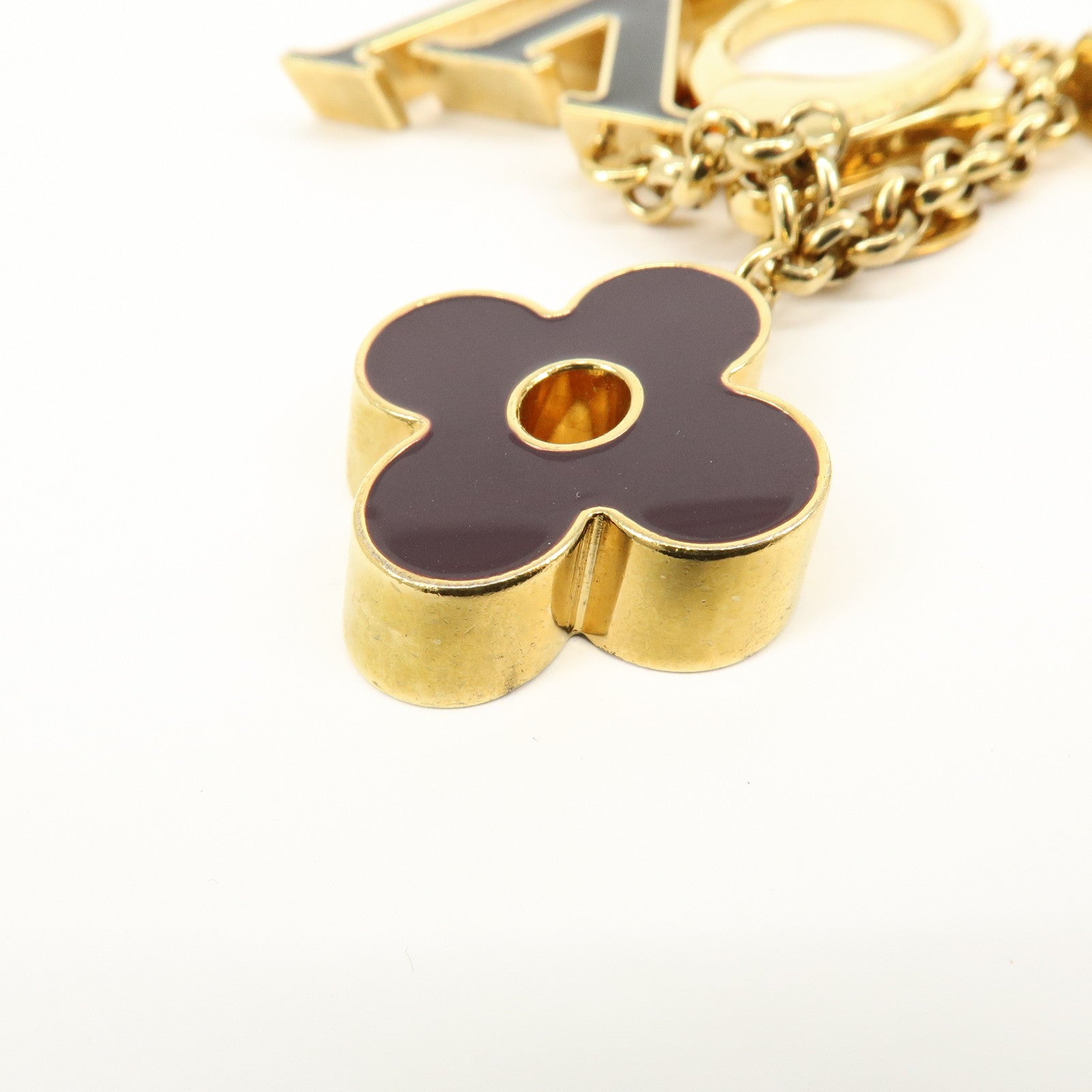 Louis Vuitton Fleur de Monogram Key Chain Bag Charm Gold M67119
