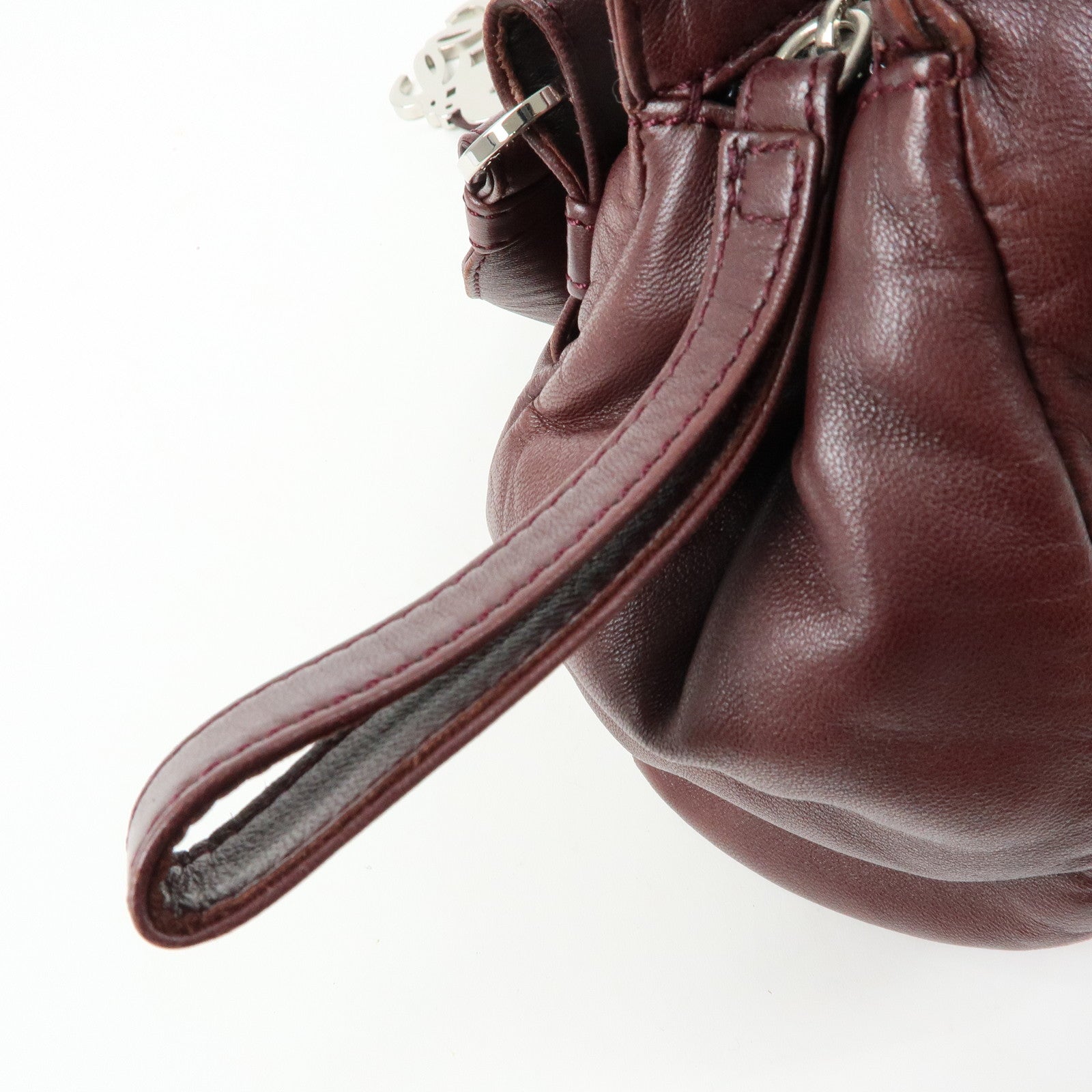 LOEWE Anagram Nappa Leather Hand Bag Shoulder Bag Bordeaux Brown