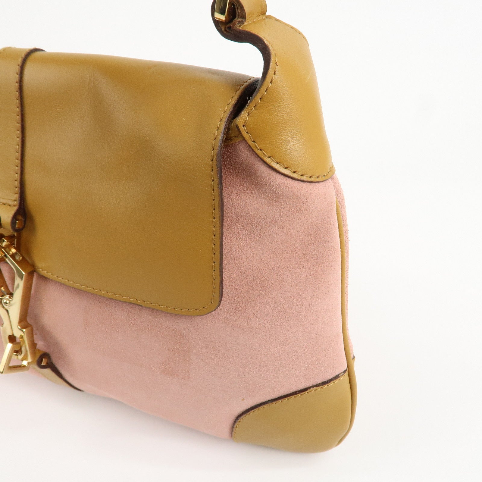 GUCCI Bamboo Suede Leather Shoulder Bag Hand Bag Pink 001.4096