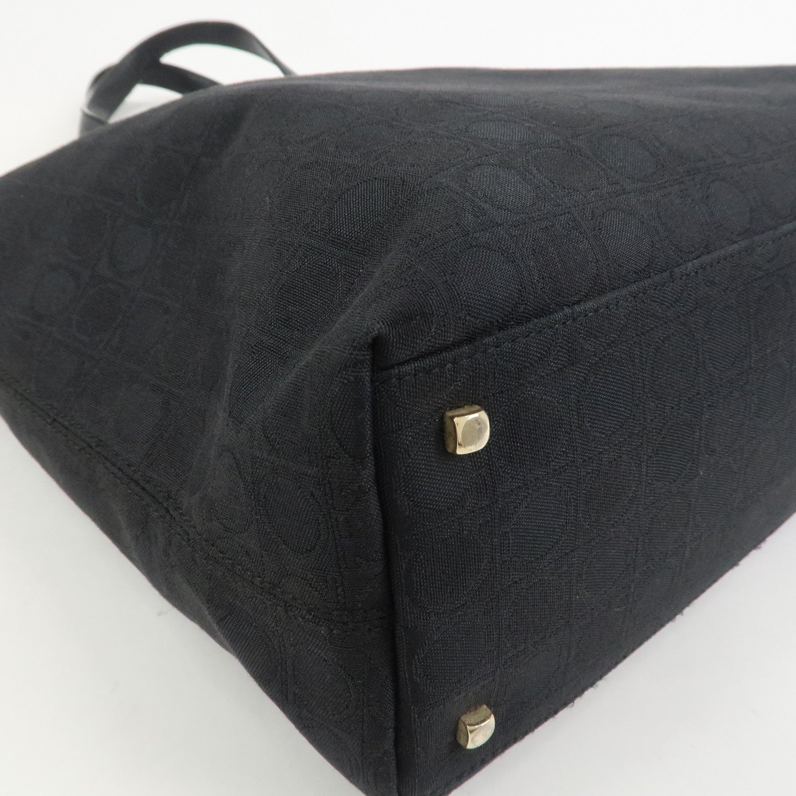 Ferragamo Gancini Canvas Leather Tote Bag Black AAU-21-2812