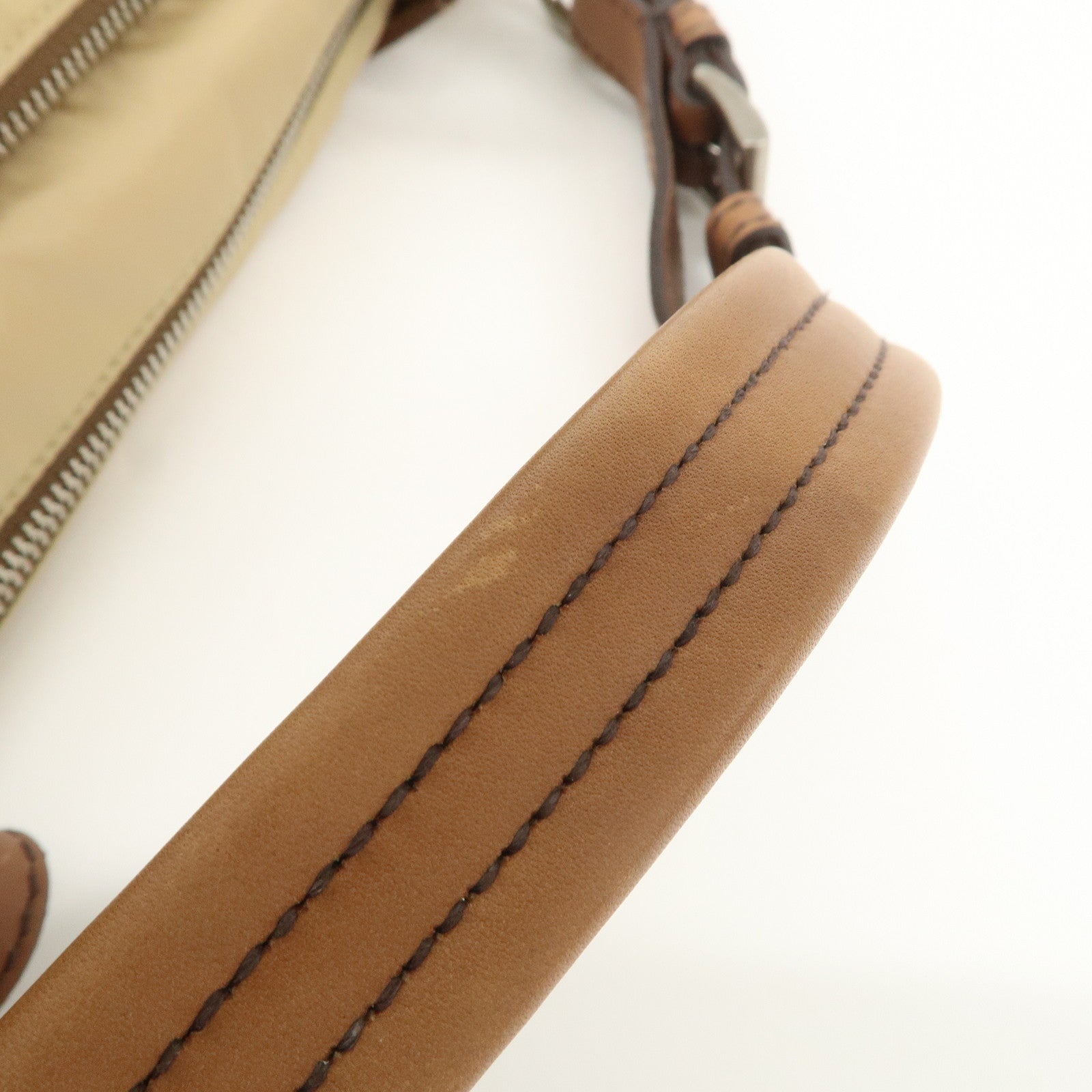 PRADA Triangle Logo Nylon Saffiano Leather Shoulder Bag Hand Bag