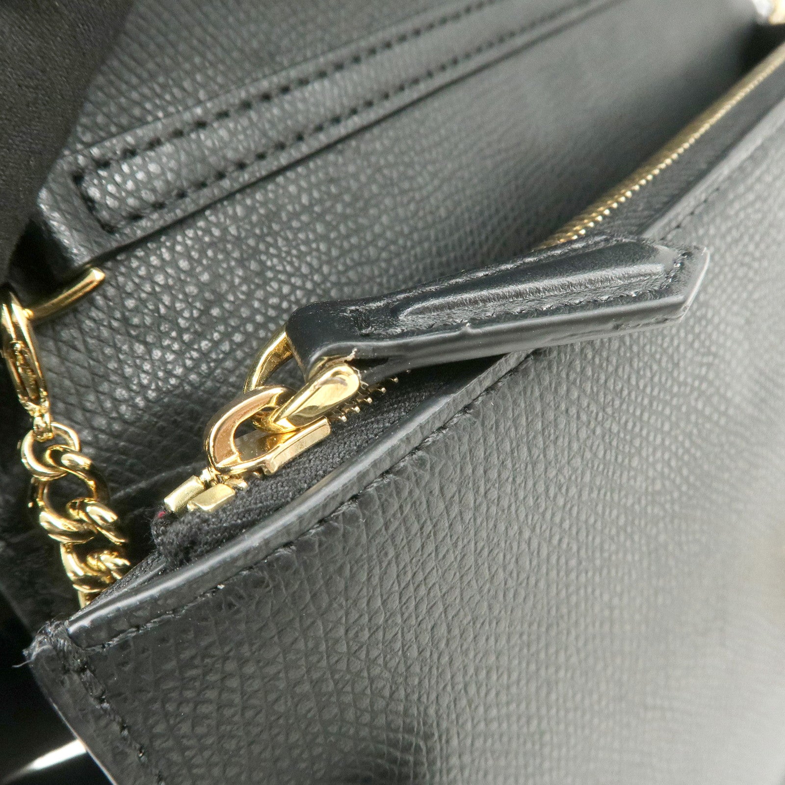 FENDI F is FENDI Leather Chain Shoulder Bag Black Brown 8BS006 Used