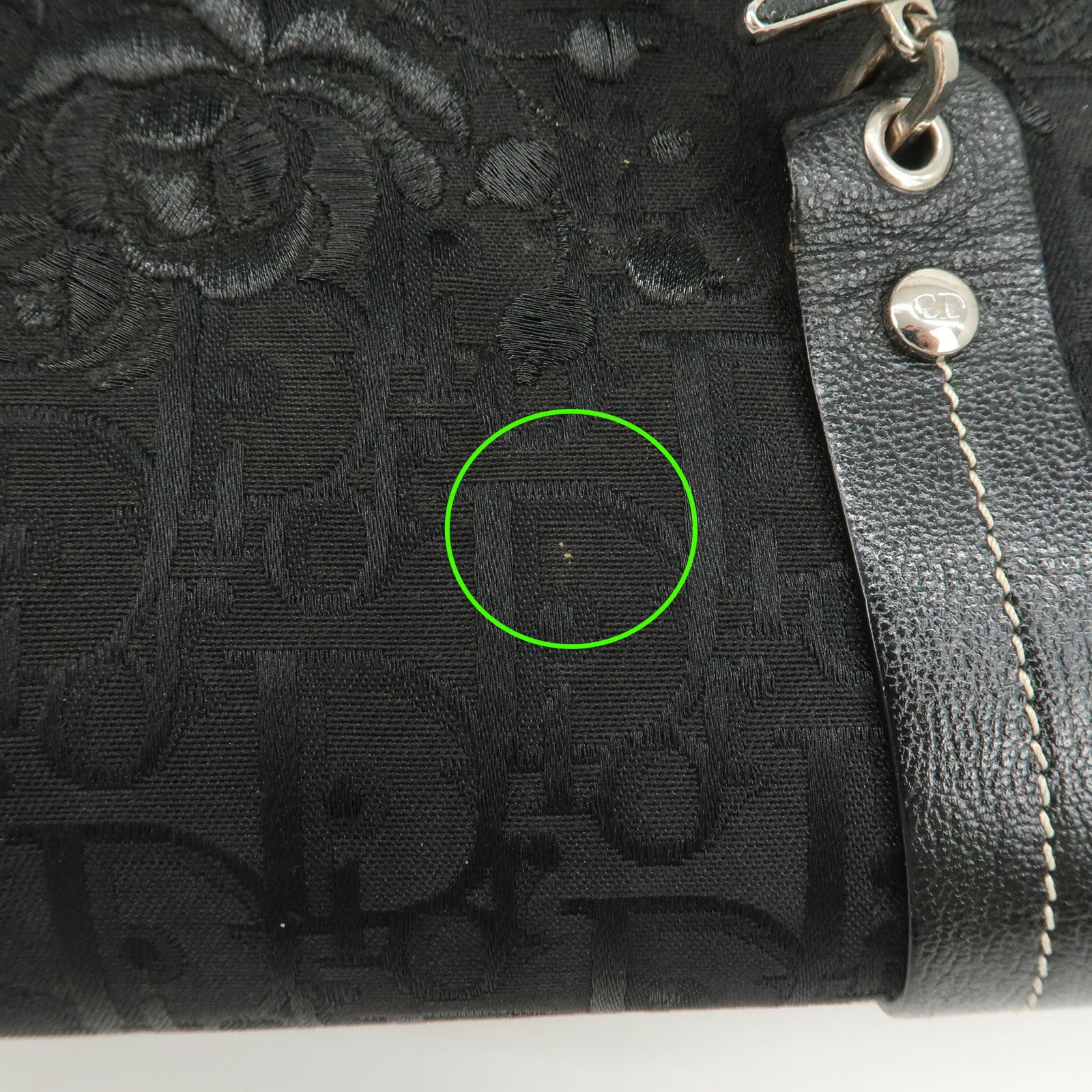 Christian Dior Trotter CD Logo Canvas Leather Hand Bag Black