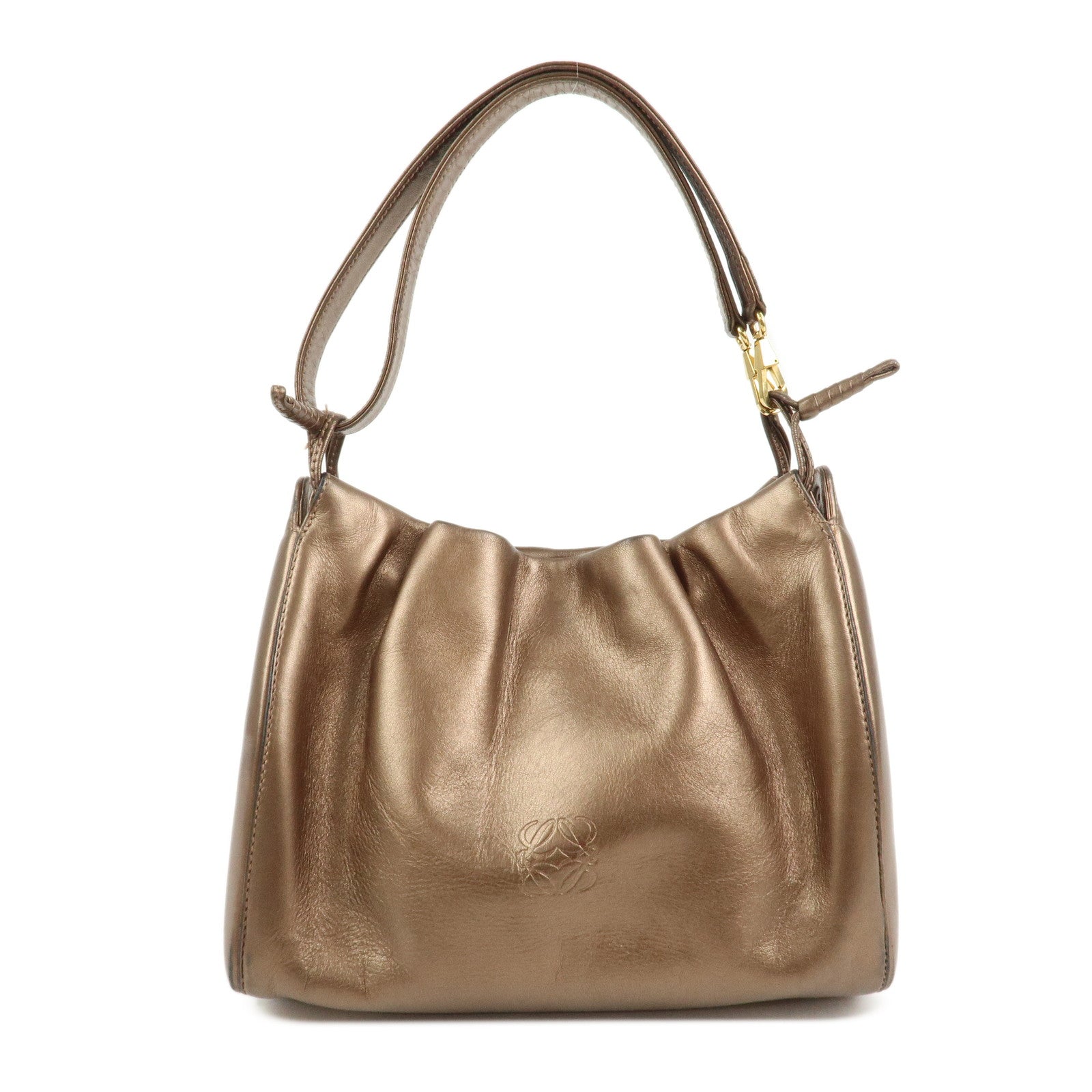 LOEWE Anagram Logo Leather Shoulder Bag Hand Bag Brown