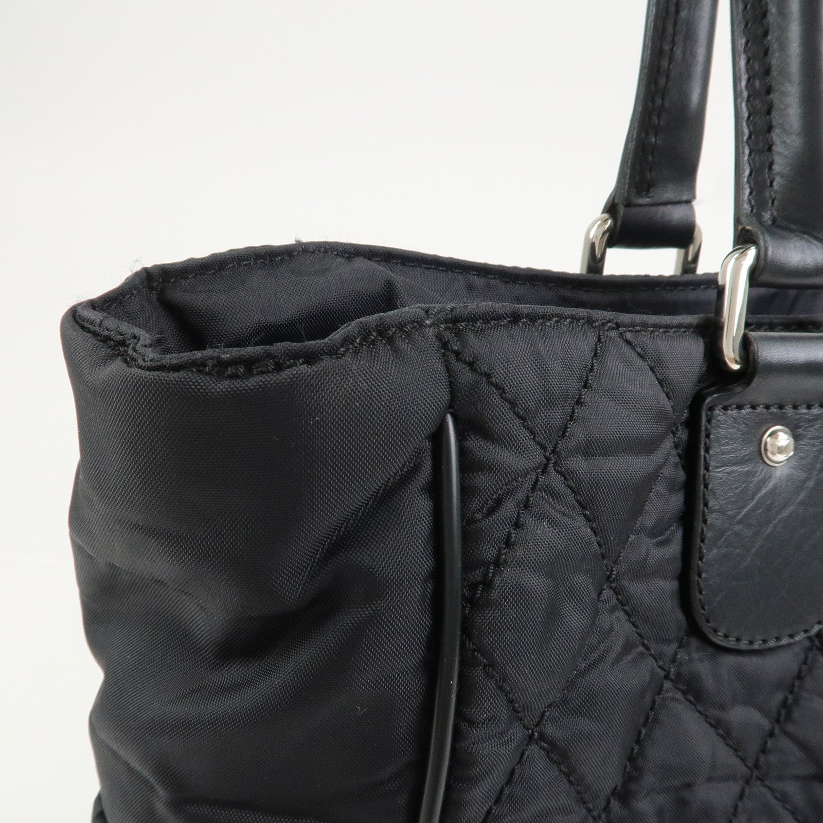 CHANEL Paris New York COCO Mark Nylon Leather Tote Bag Black A33100