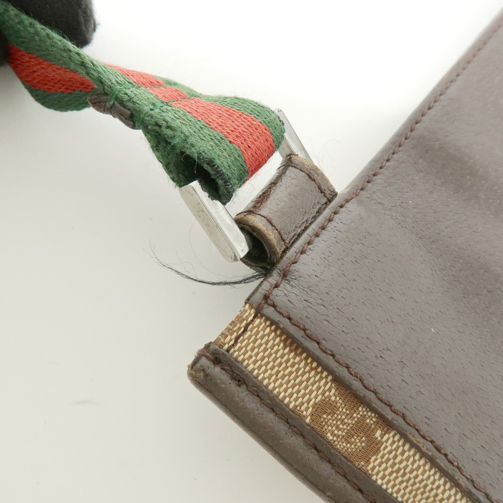 GUCCI Sherry GG Canvas Leather Shoulder Crossbody Bag Brown 27639