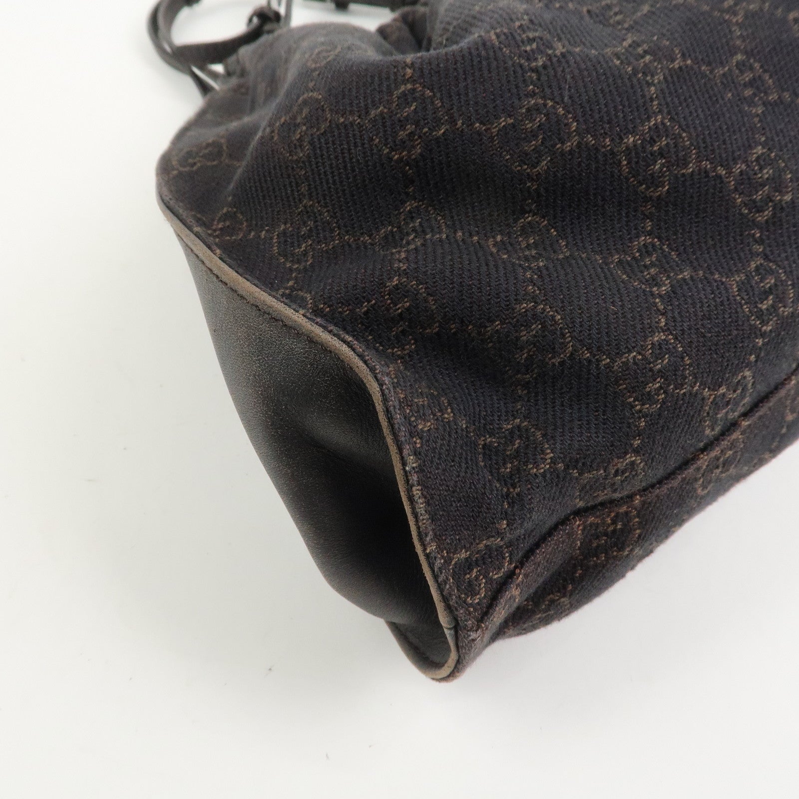 GUCCI GG Monogram Canvas Leather Tote Bag Hand Bag Brown 76554