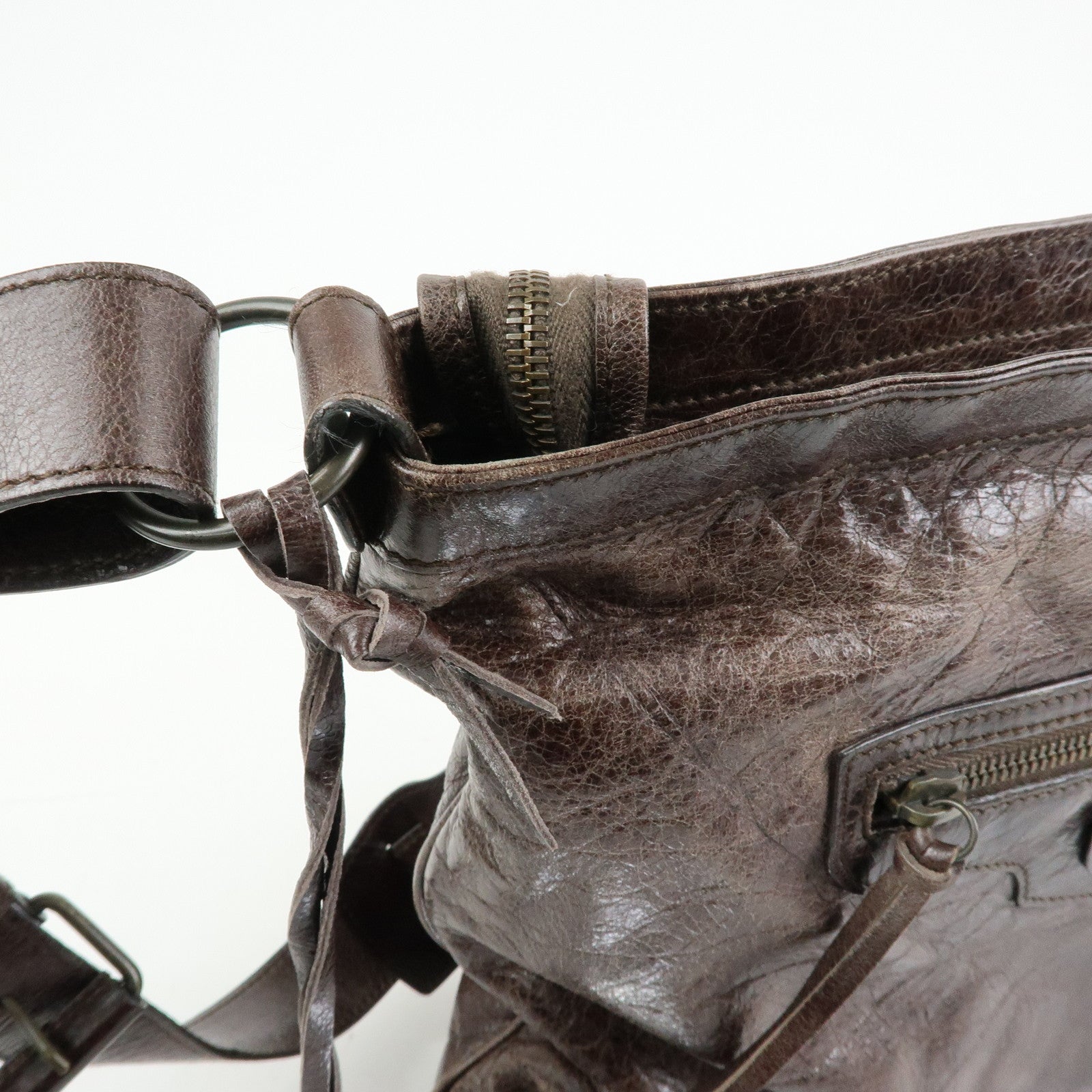 BALENCIAGA The Messenger Leather Shoulder Bag Brown 177289