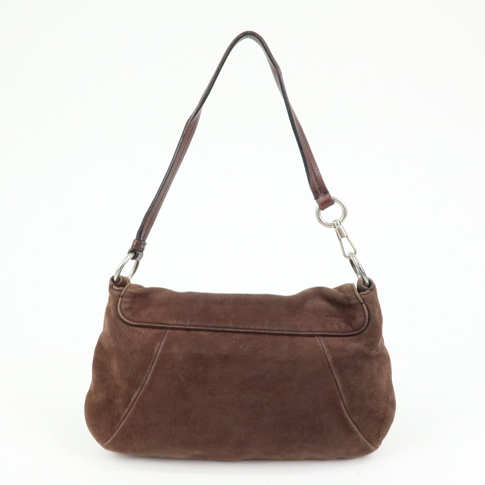 SAINT LAURENT PARIS YSL Naja Flower Suede Shoulder Bag Brown