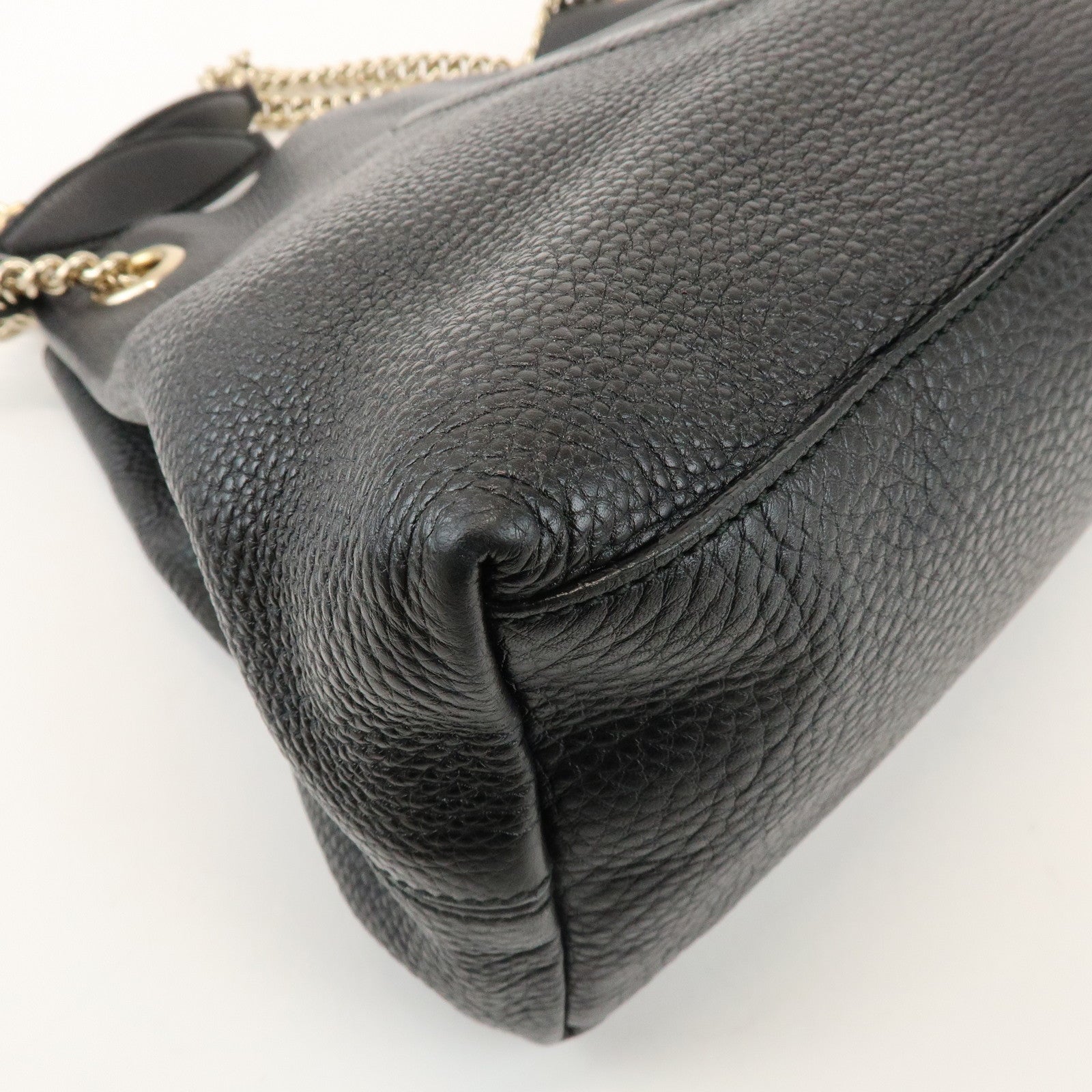 GUCCI SOHO Interlocking G Leather Chain Shoulder Bag Black 308982