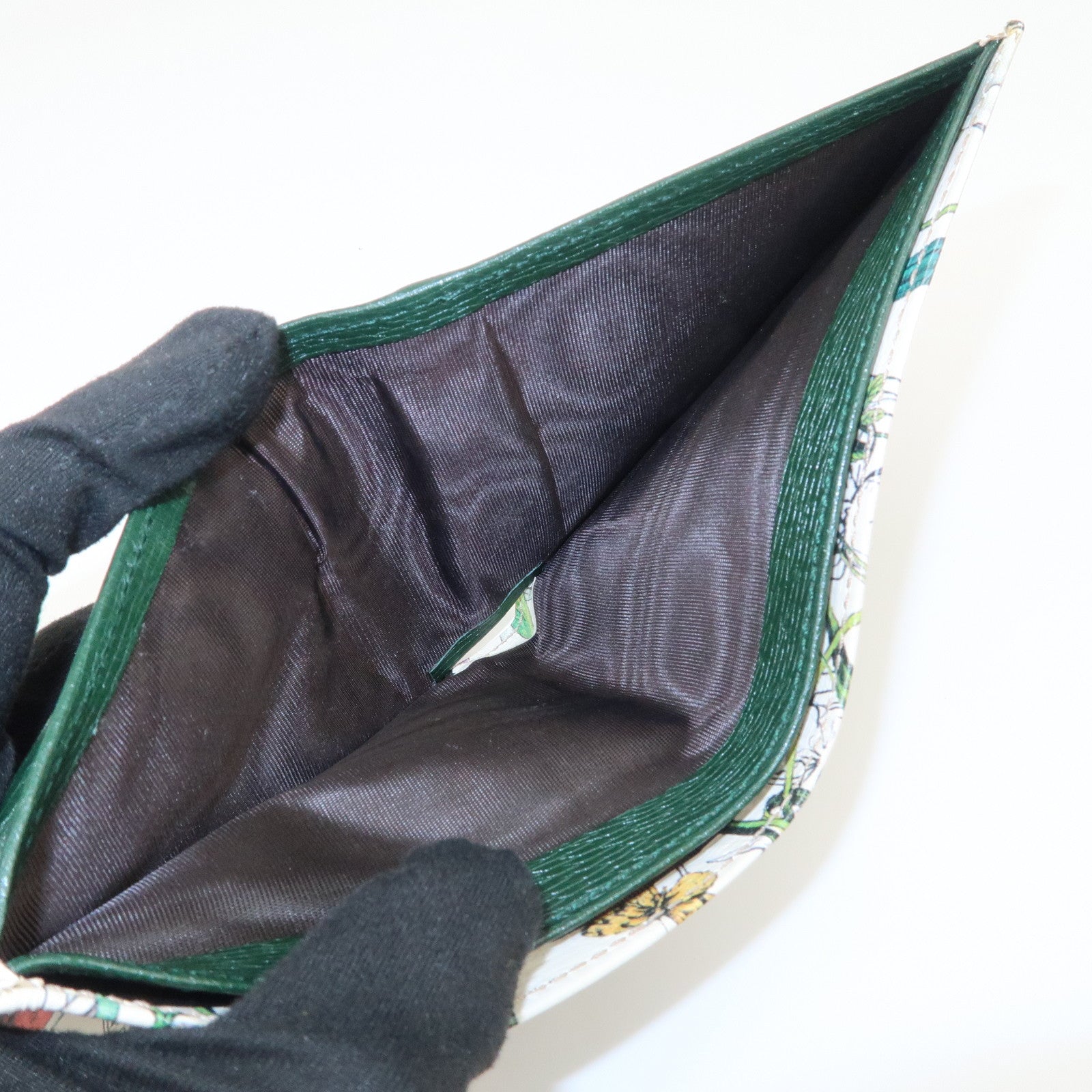 GUCCI GG Marmont Flora Canvas Leather Compact Wallet Ivory 04848