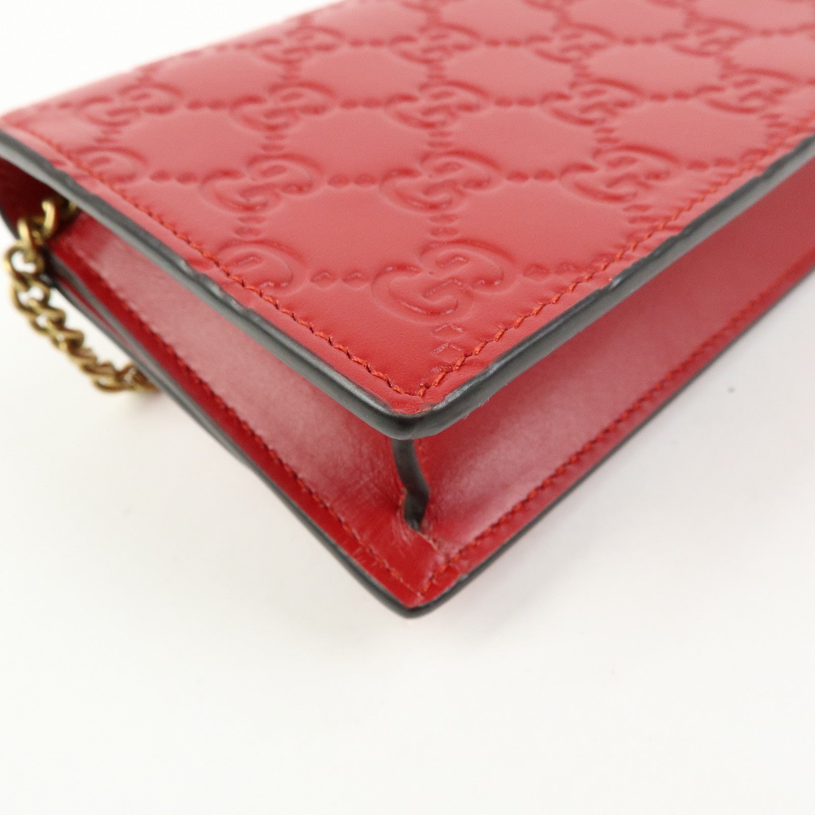 GUCCI Interlocking G Guccissima Chain Shoulder Bag Cherry 481291