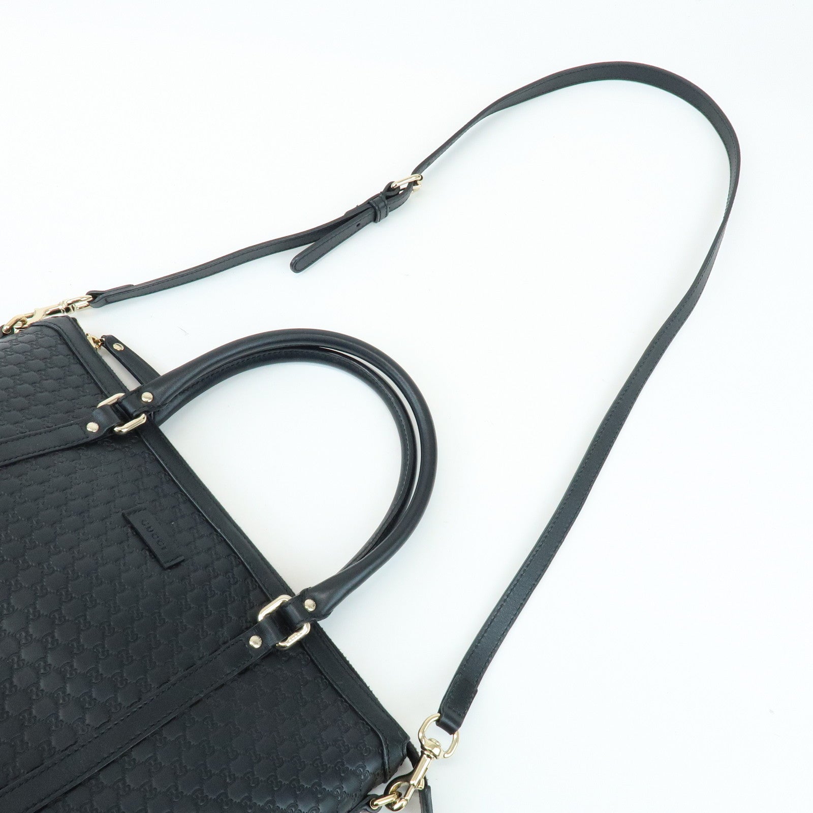 GUCCI Guccissima Leather 2Way Bag Hand Bag Tote Bag Black 449656