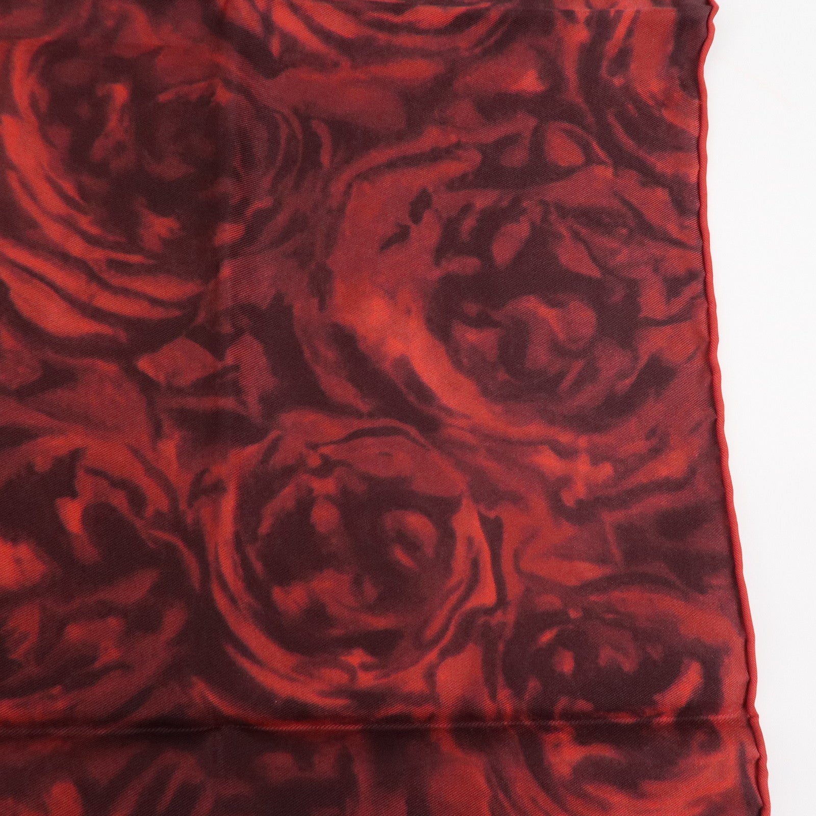 Christian Dior Logo Silk 100% Scarf Rose Motif Red Black