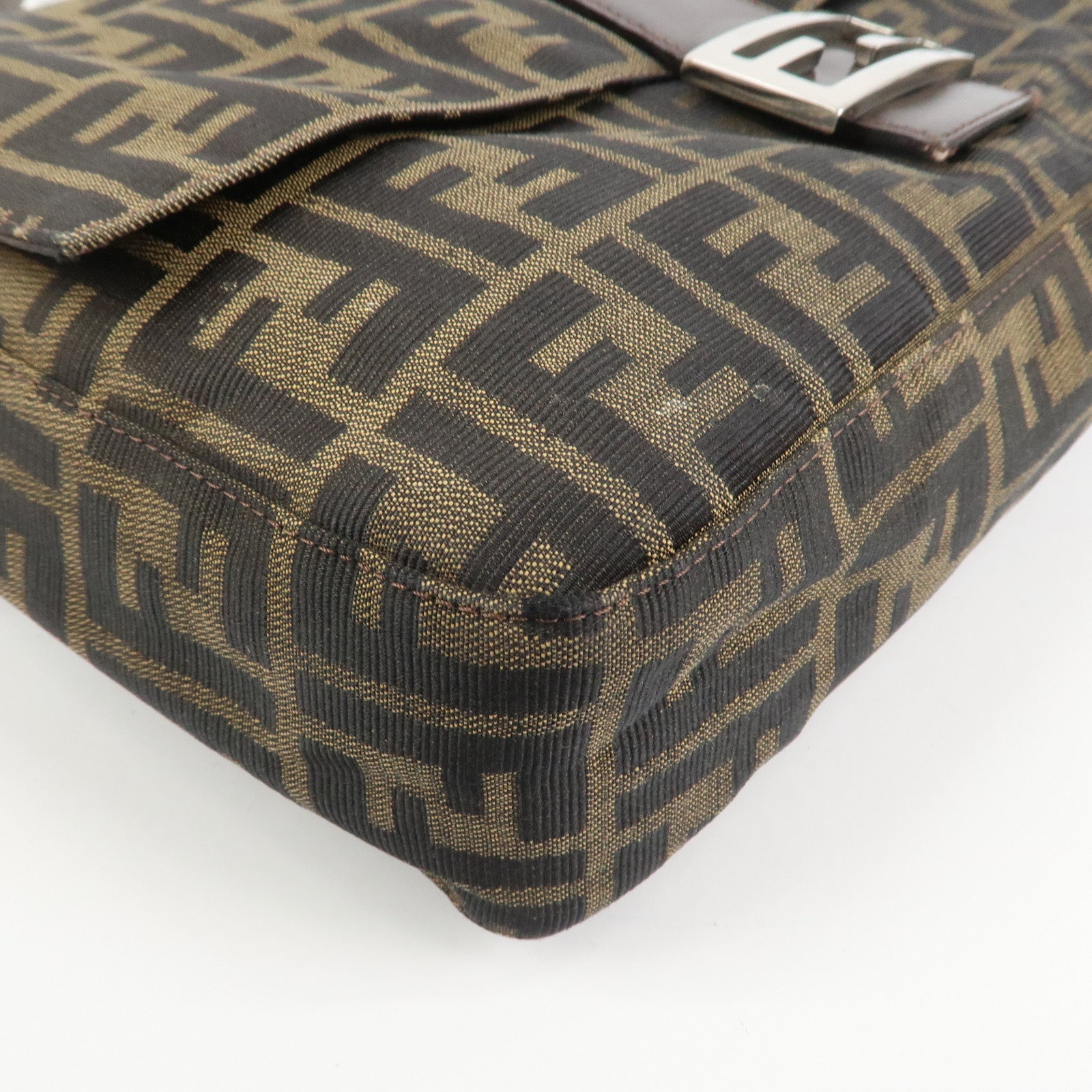 FENDI Zucca Canvas Leather Shoulder Bag Crossbody Bag Brown 26695