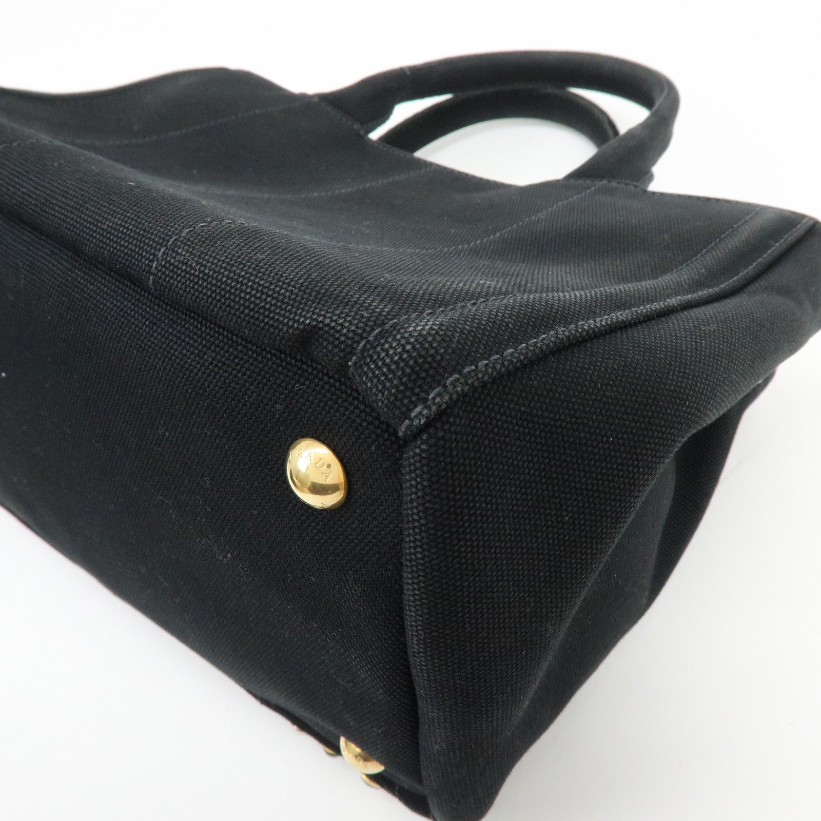 PRADA Canapa Mini Canvas 2Way Bag Hand Bag Black 1BG439