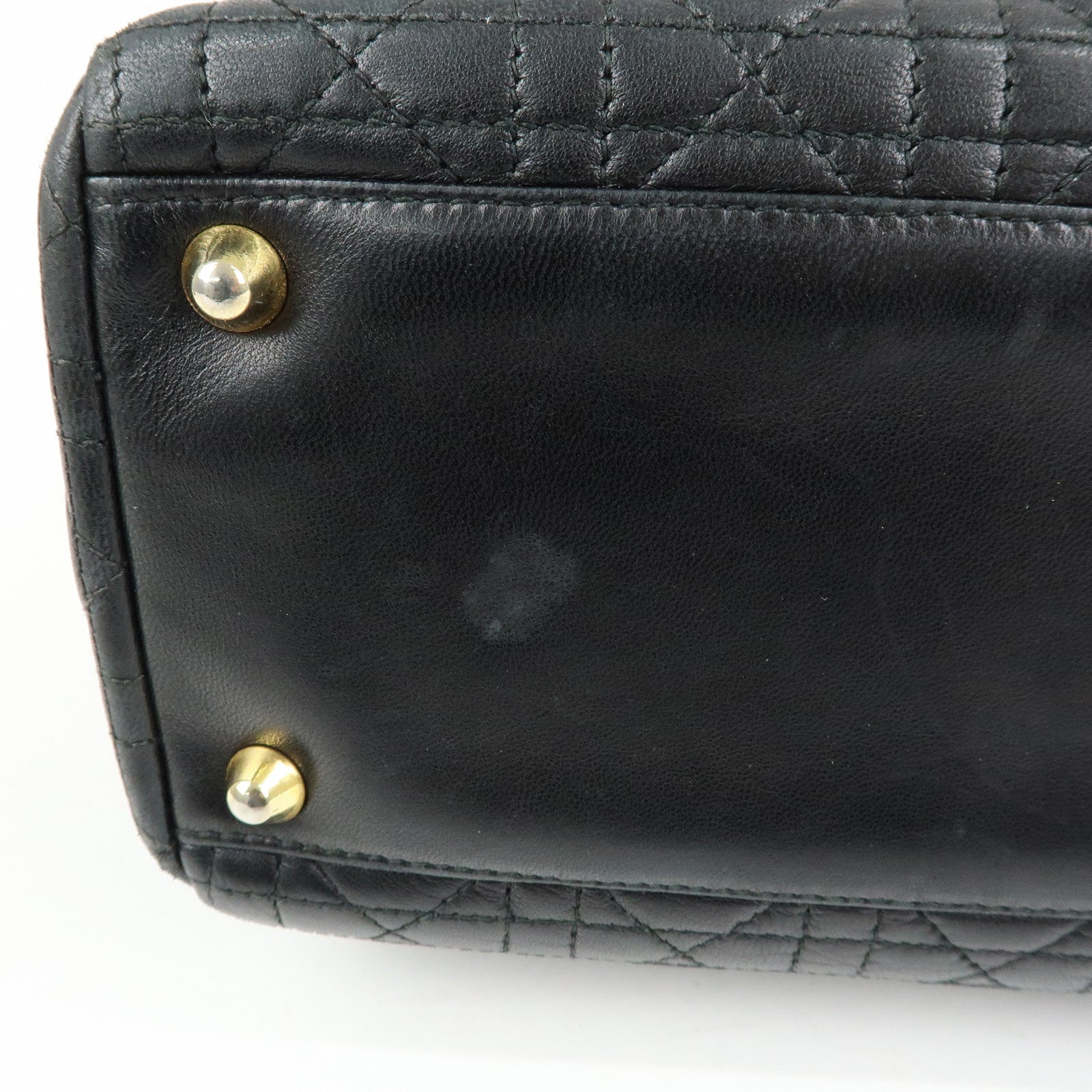 Christian Dior Canage Lady Dior Lamb Skin Hand Bag Black