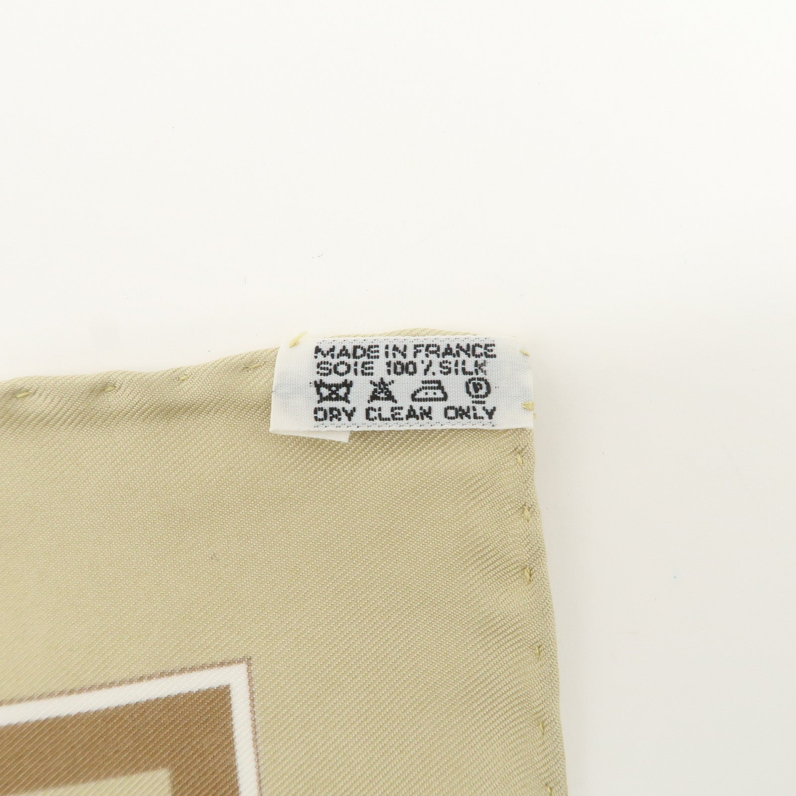 HERMES Carre 40 Silk 100% Scarf EX-LIBRIS Beige White