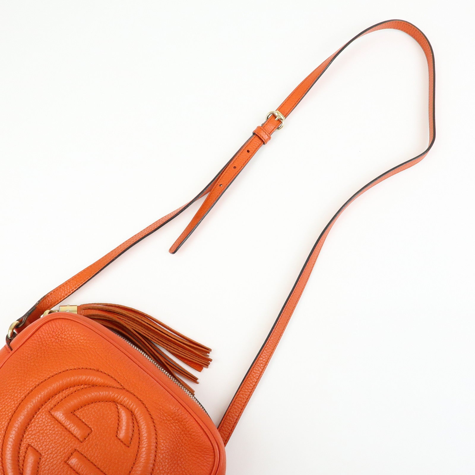 GUCCI SOHO Small Disco Leather Shoulder Bag Orange 308364