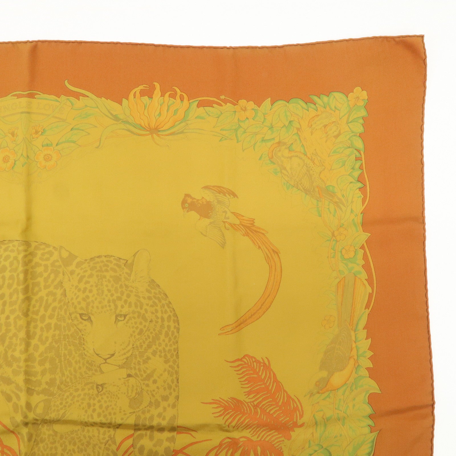 HERMES Carre 90 Silk 100% Scarf DIP DYE JUNGLE LOVE Yellow