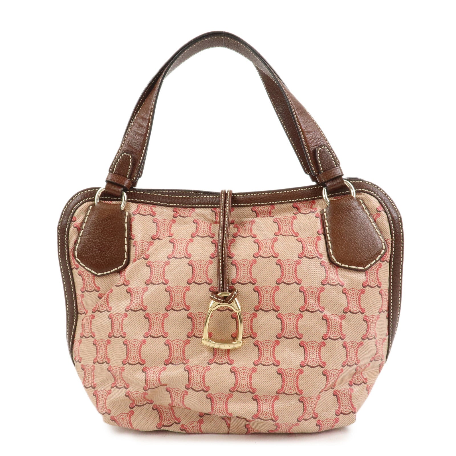 CELINE Bitter Sweet Macadam PVC Canvas Leather Hand Bag Pink
