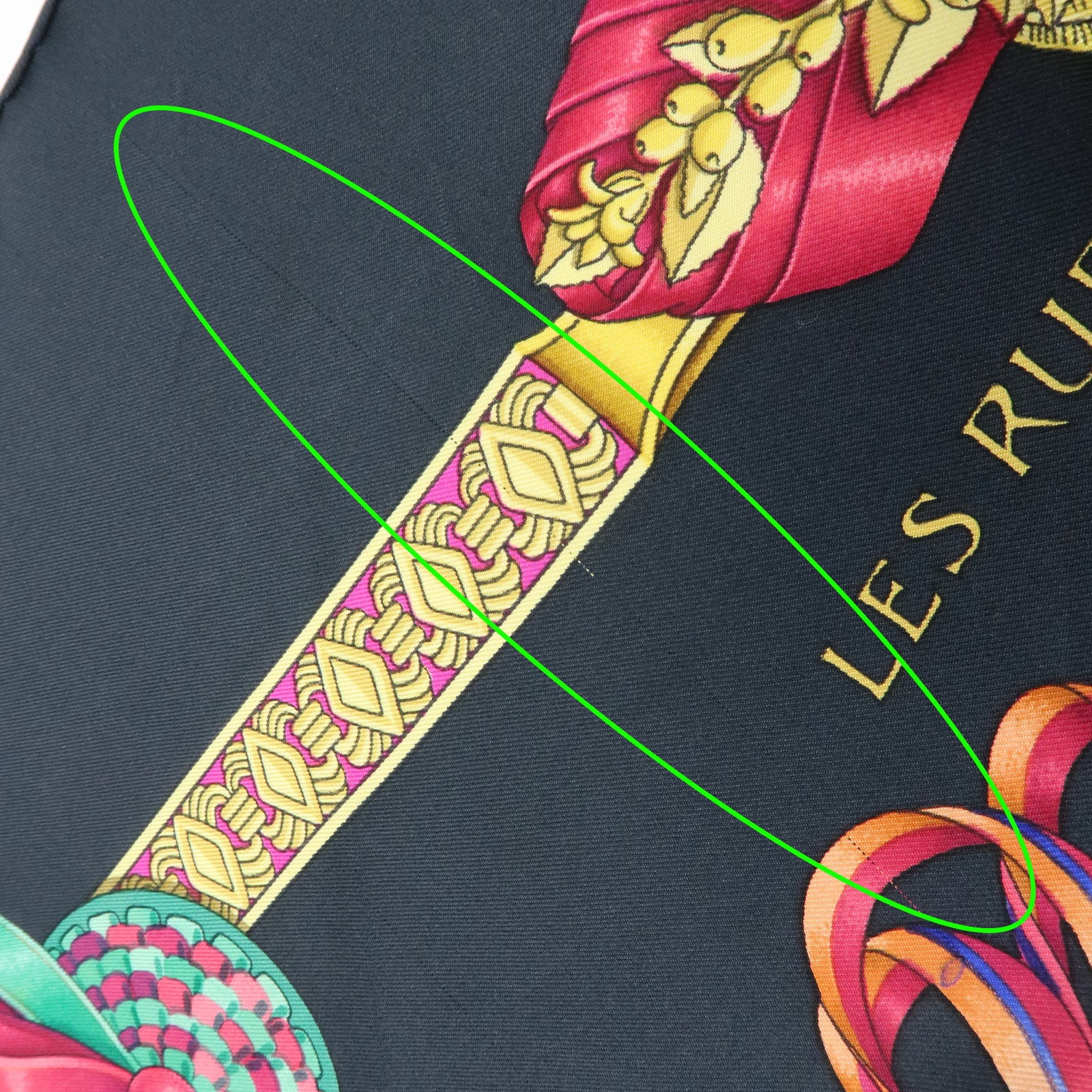 HERMES Carre 90 Silk 100% Scarf LES RUBANS DU CHEVAL Black Gold