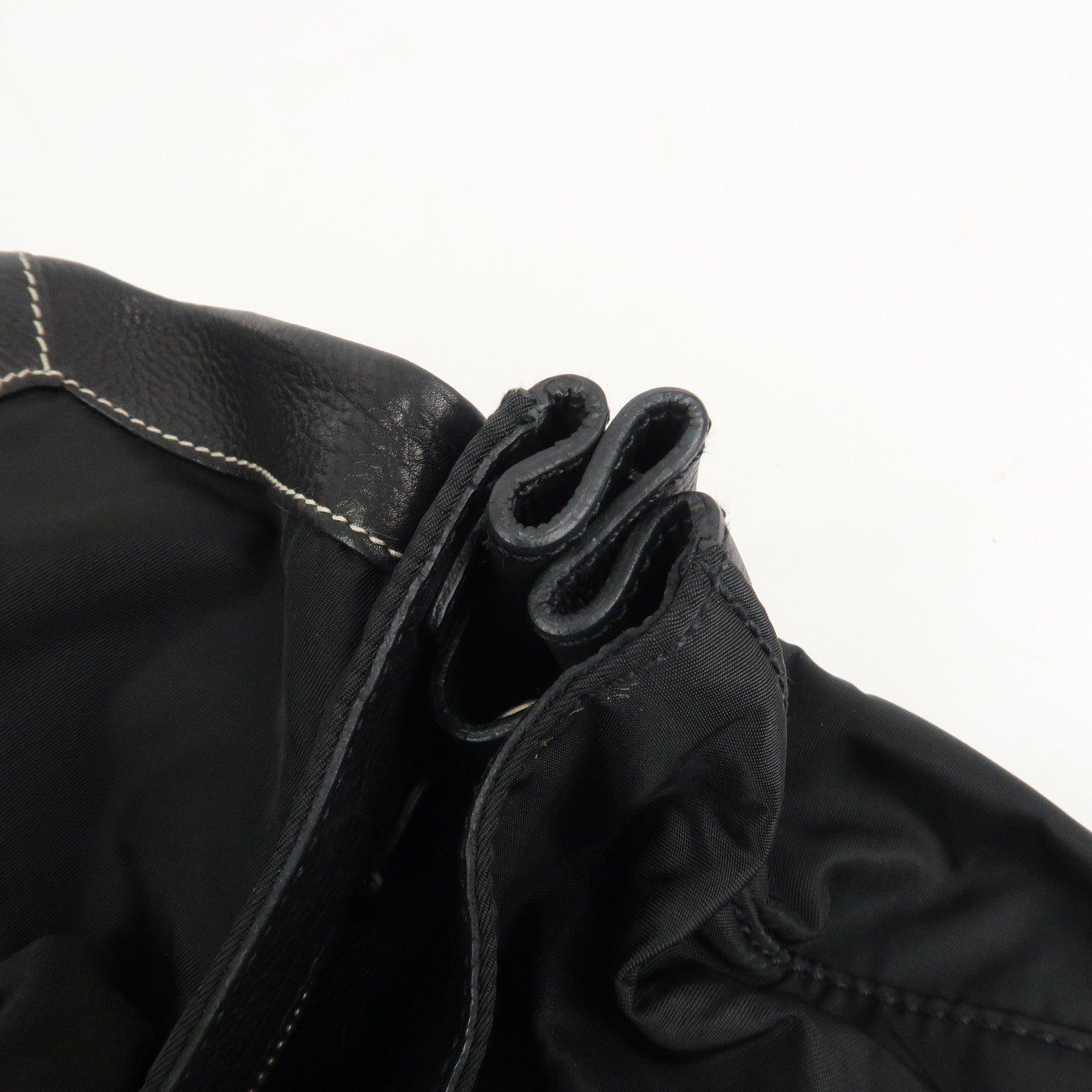 PRADA Triangle Logo Nylon Leather Shoulder Bag Black BR2418