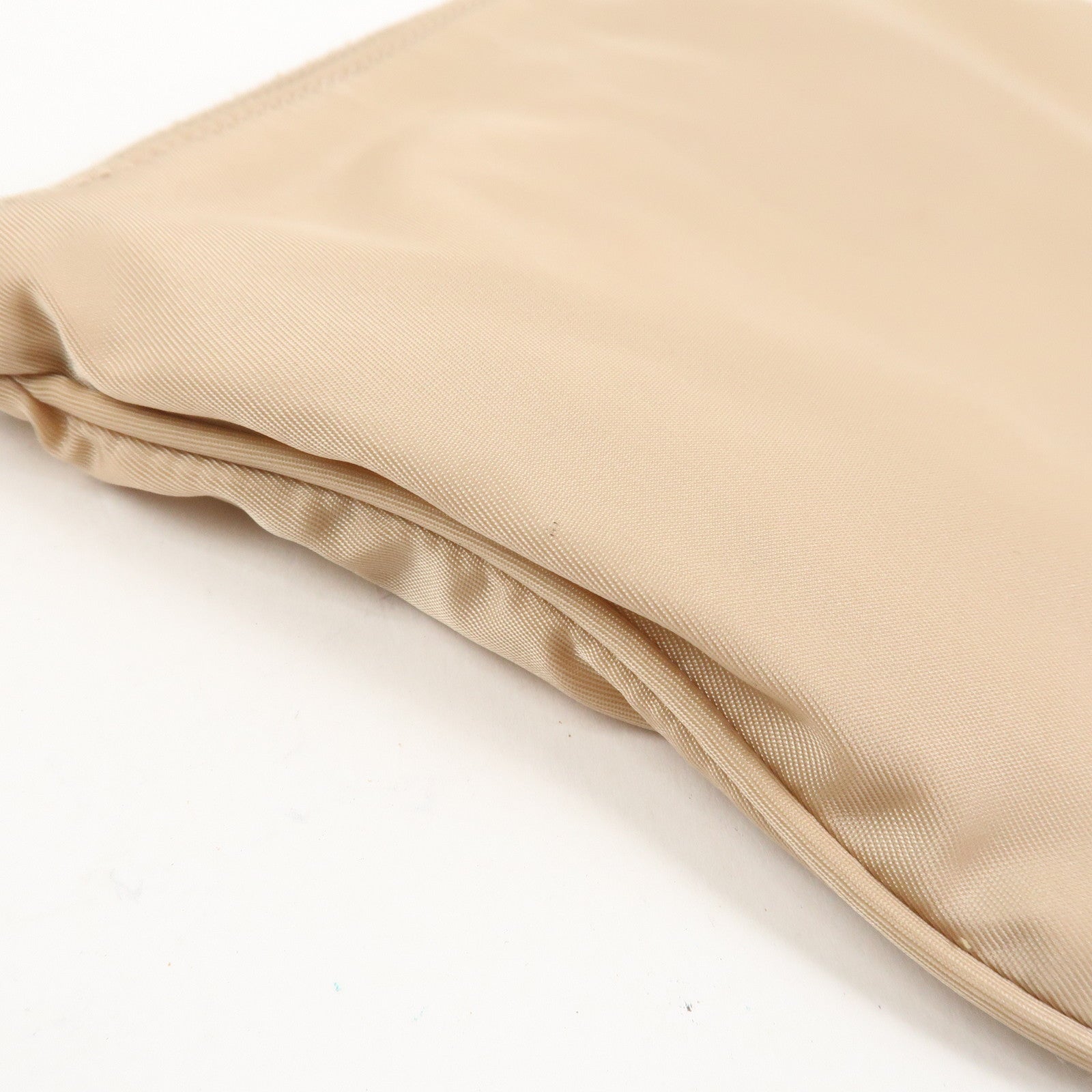 PRADA Triangle Logo TESSUTO Hand Bag Pouch Beige 1NH545