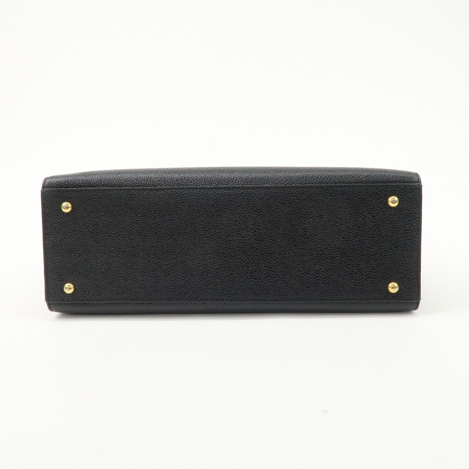 CHANEL Caviarskin Tote Bag Shoulder Bag Black Gold HDW Used