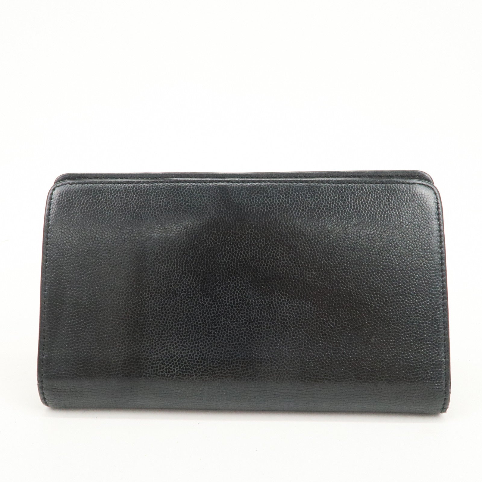 CHANEL Seburga COCO Mark Caviarskin Bi-fold Long Wallet Black