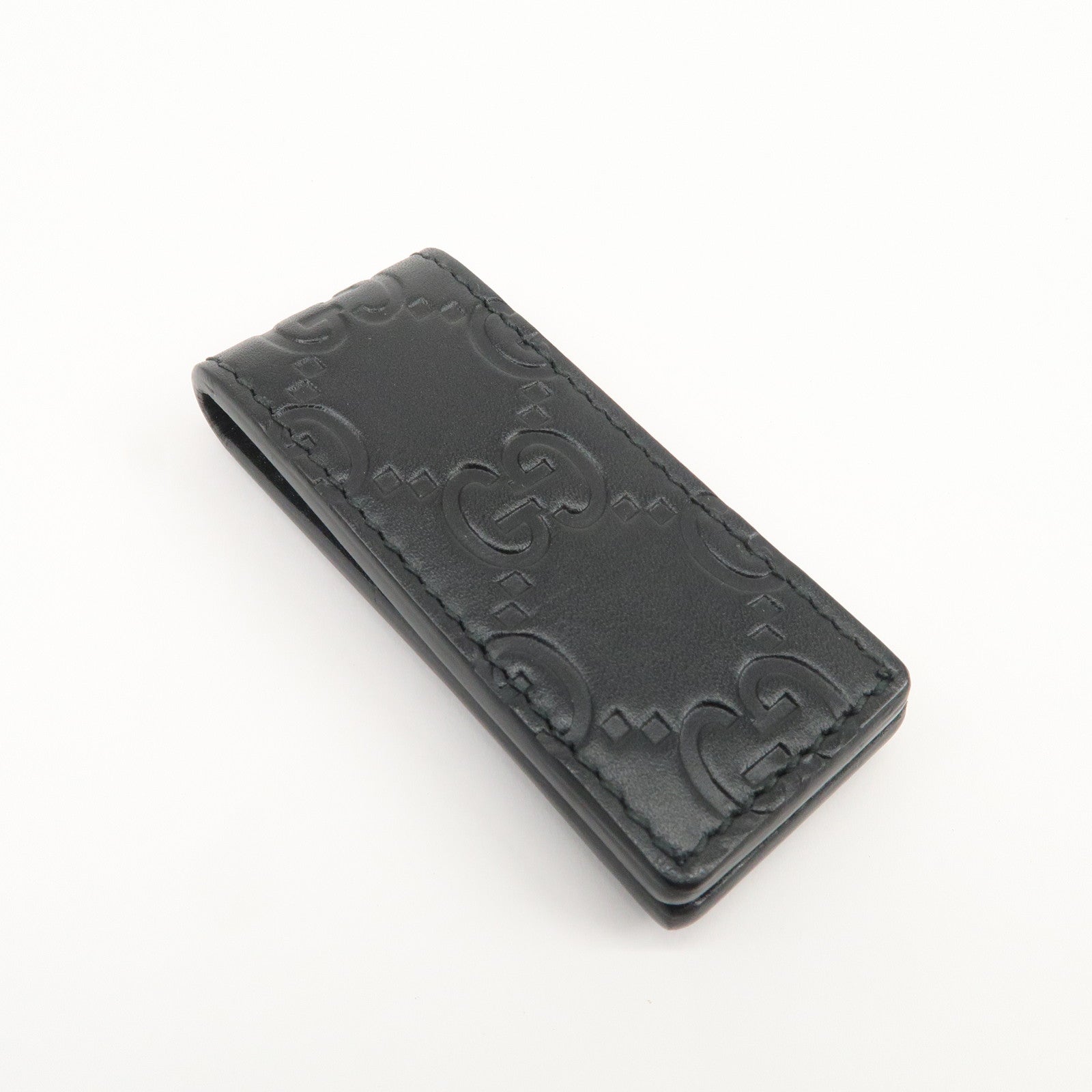 GUCCI Guccissima Leather Money Clip Bills Clip Black