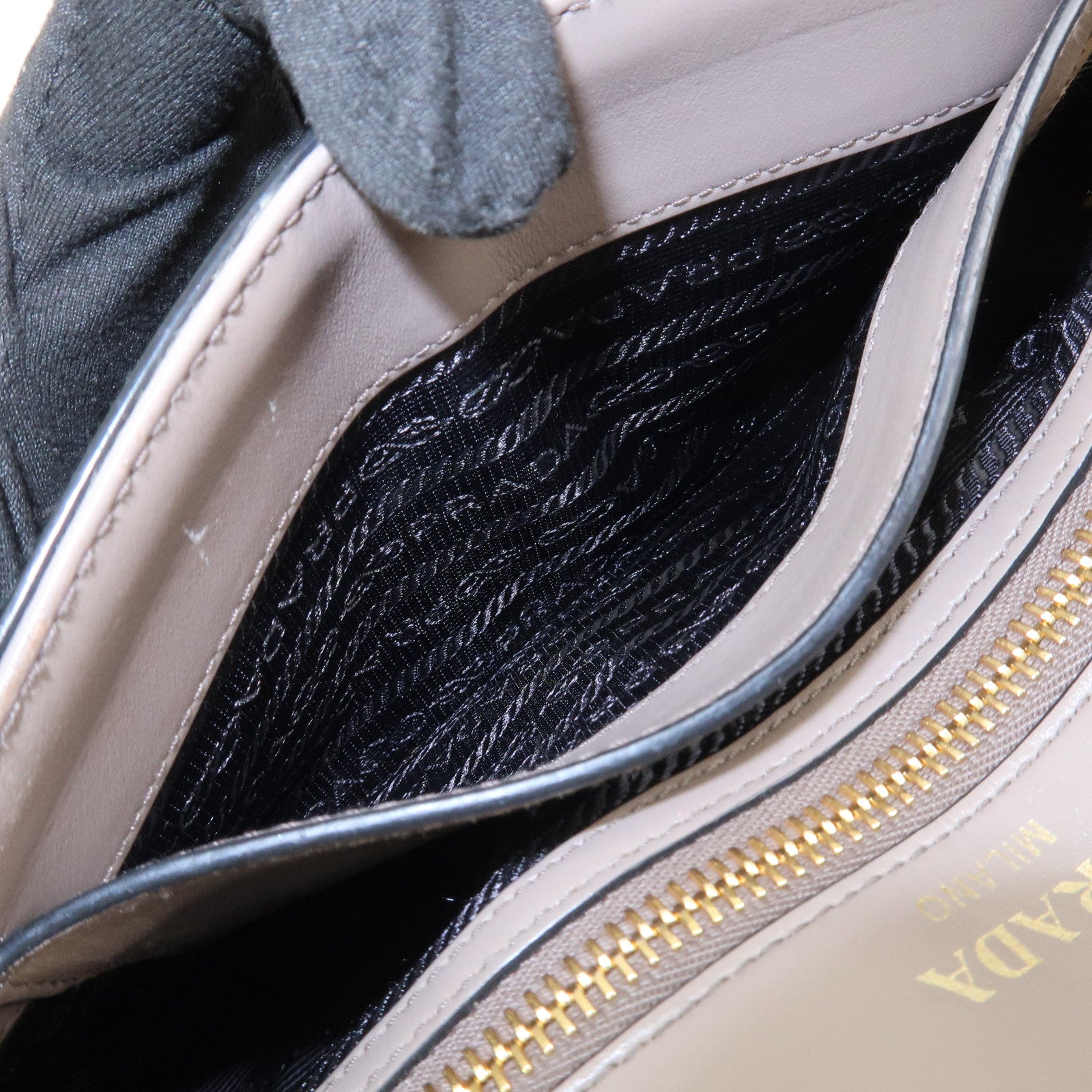PRADA Saffiano Leather Chain Shoulder Crossbody Bag Gray 1BD193
