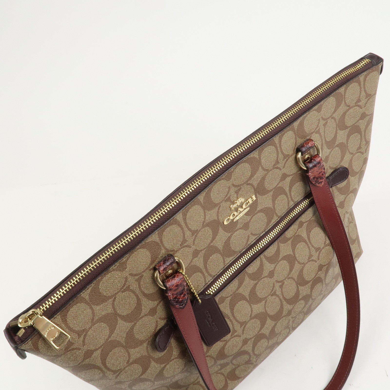 COACH Signature PVC Embossed Leather Tote Bag Shoulder Bag Brown