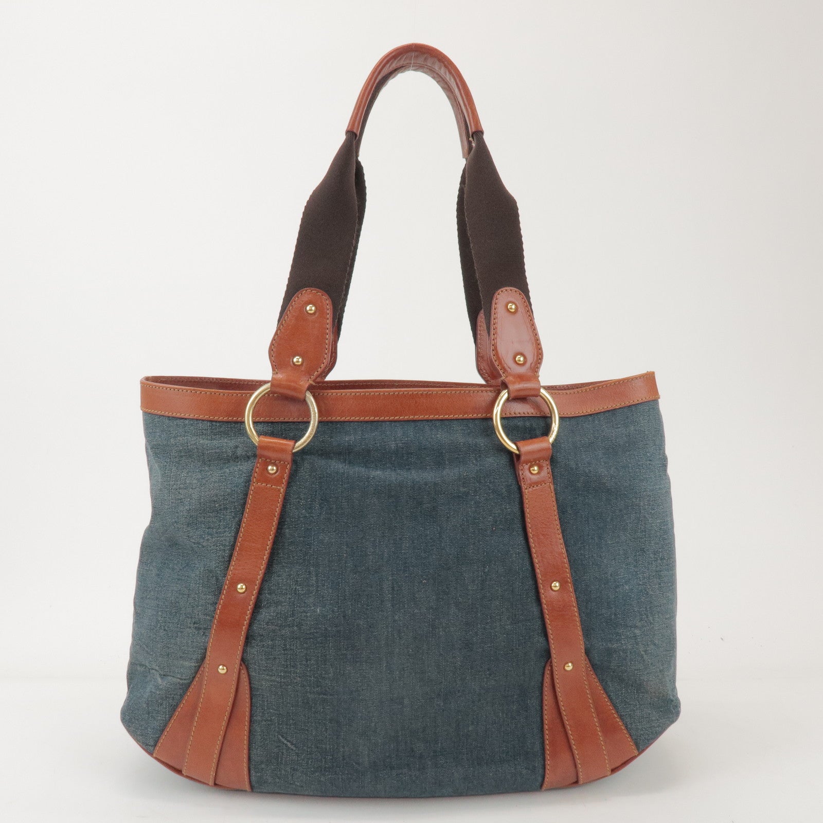 Dolce&Gabbana Denim Leather Tote Bag Shoulder Bag Denim Brown
