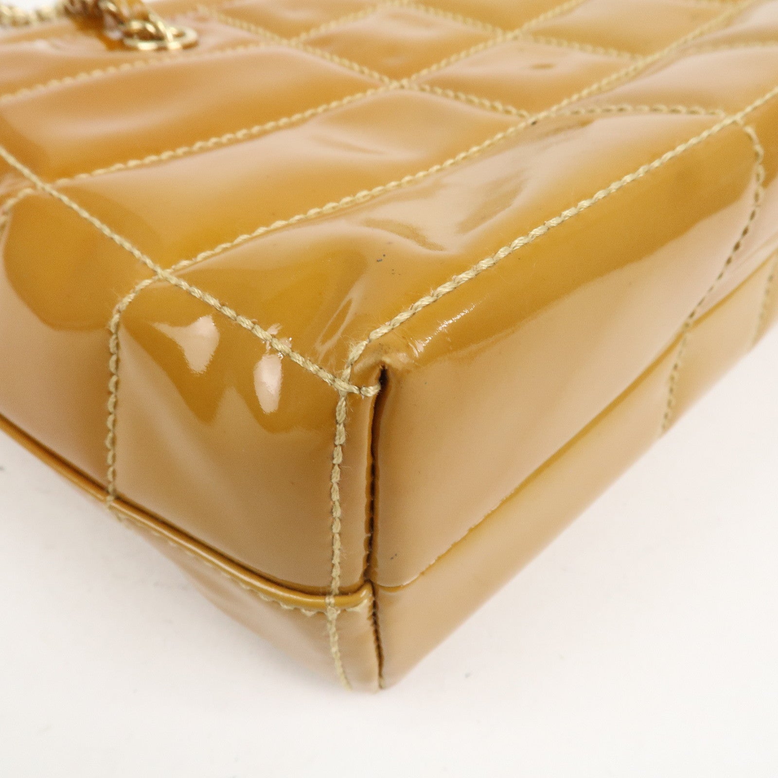 CHANEL COCO Mark Chocolate Bar Patent Leather Chain Shoulder Bag