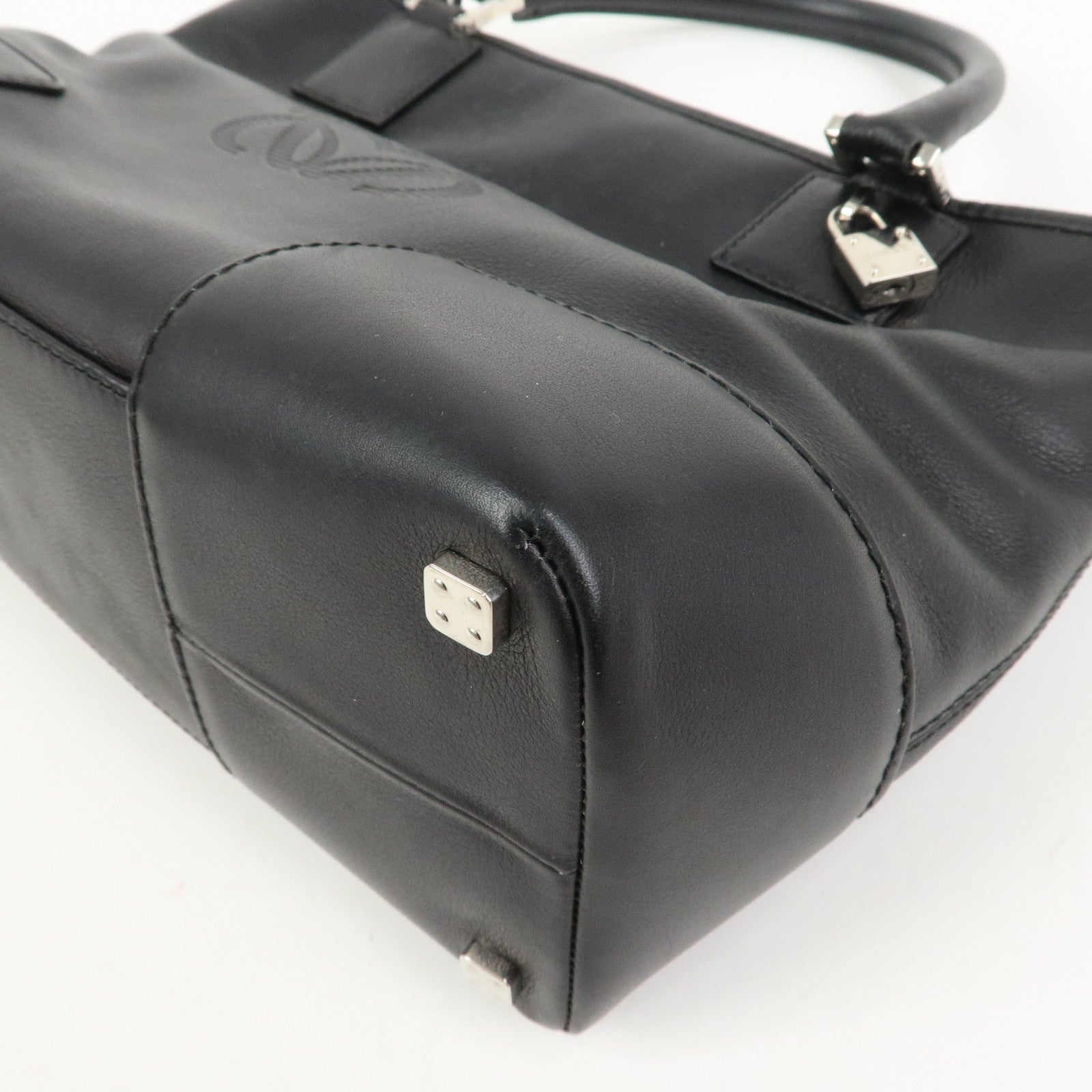 LOEWE Anagram Leather Tote Bag Hand Bag Black